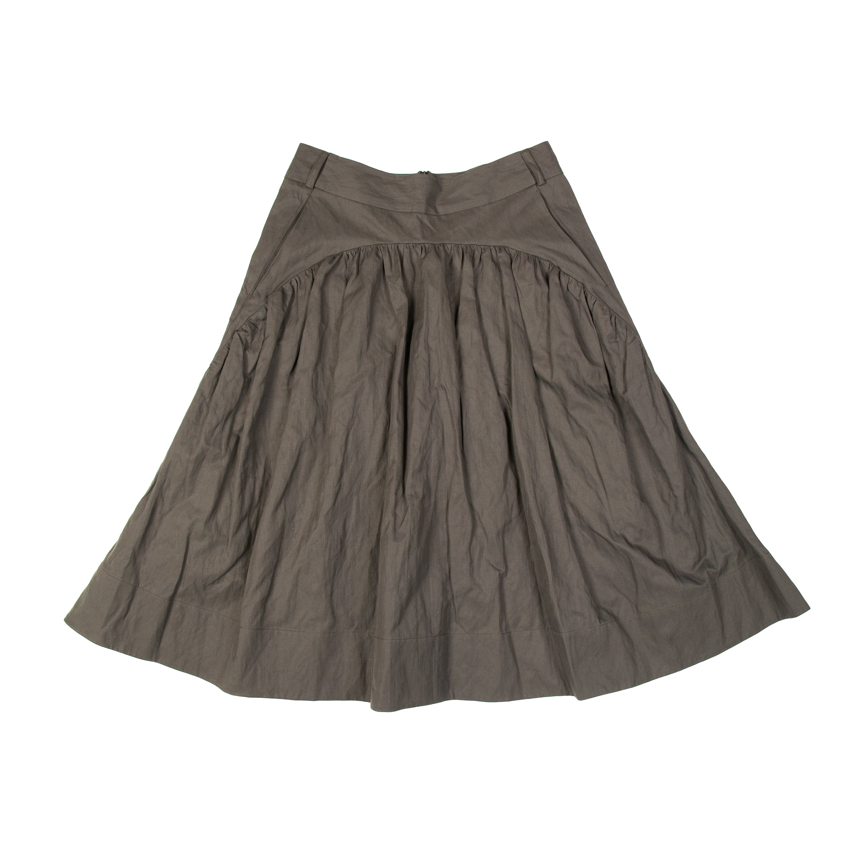 Midi Gathered Skirt Cotton Metal Kelp - PREORDER