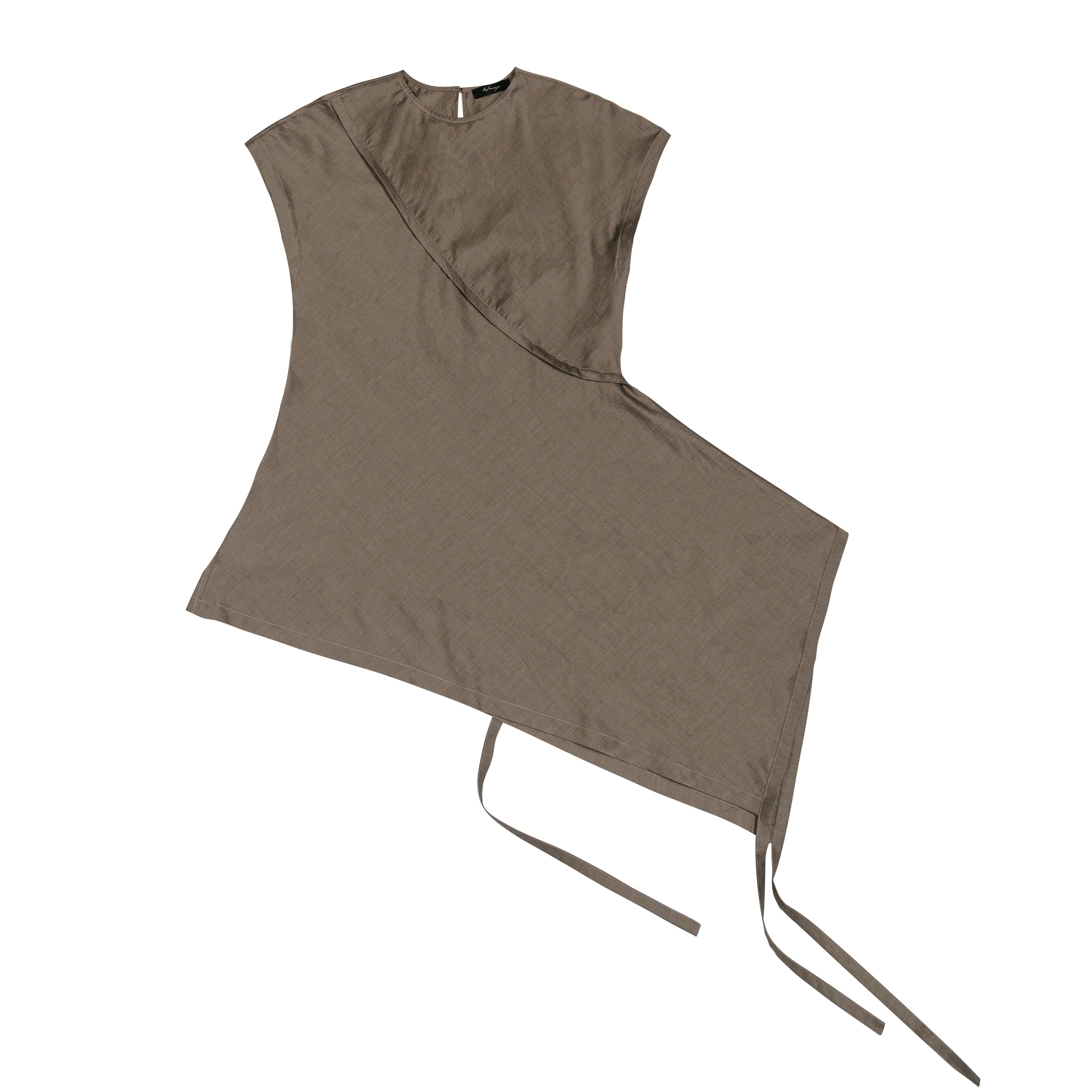 Asymmetrical Drape Dress Cotton Silk Stripe Cargo