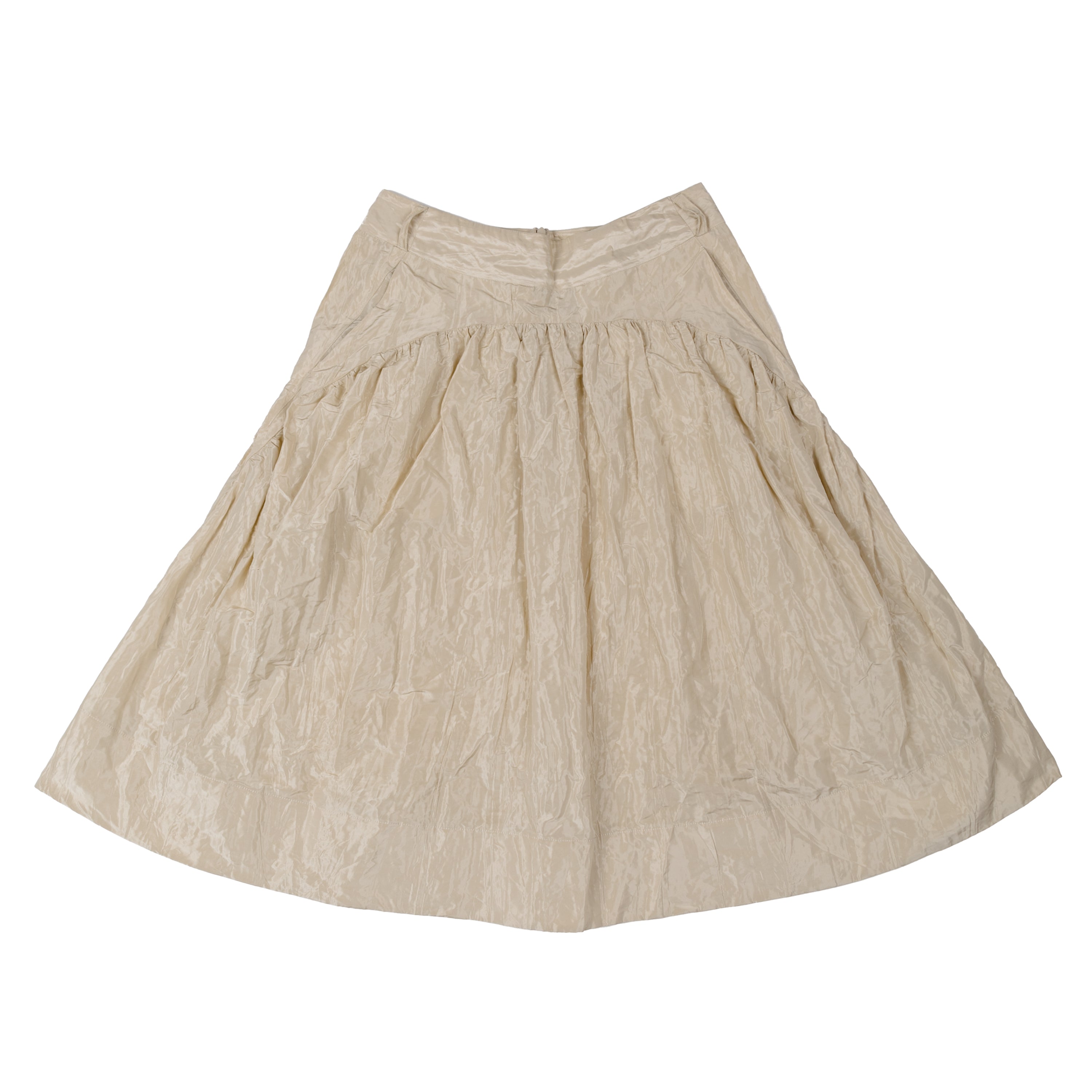 Midi Gathered Skirt Nylon Metal Cream - PREORDER