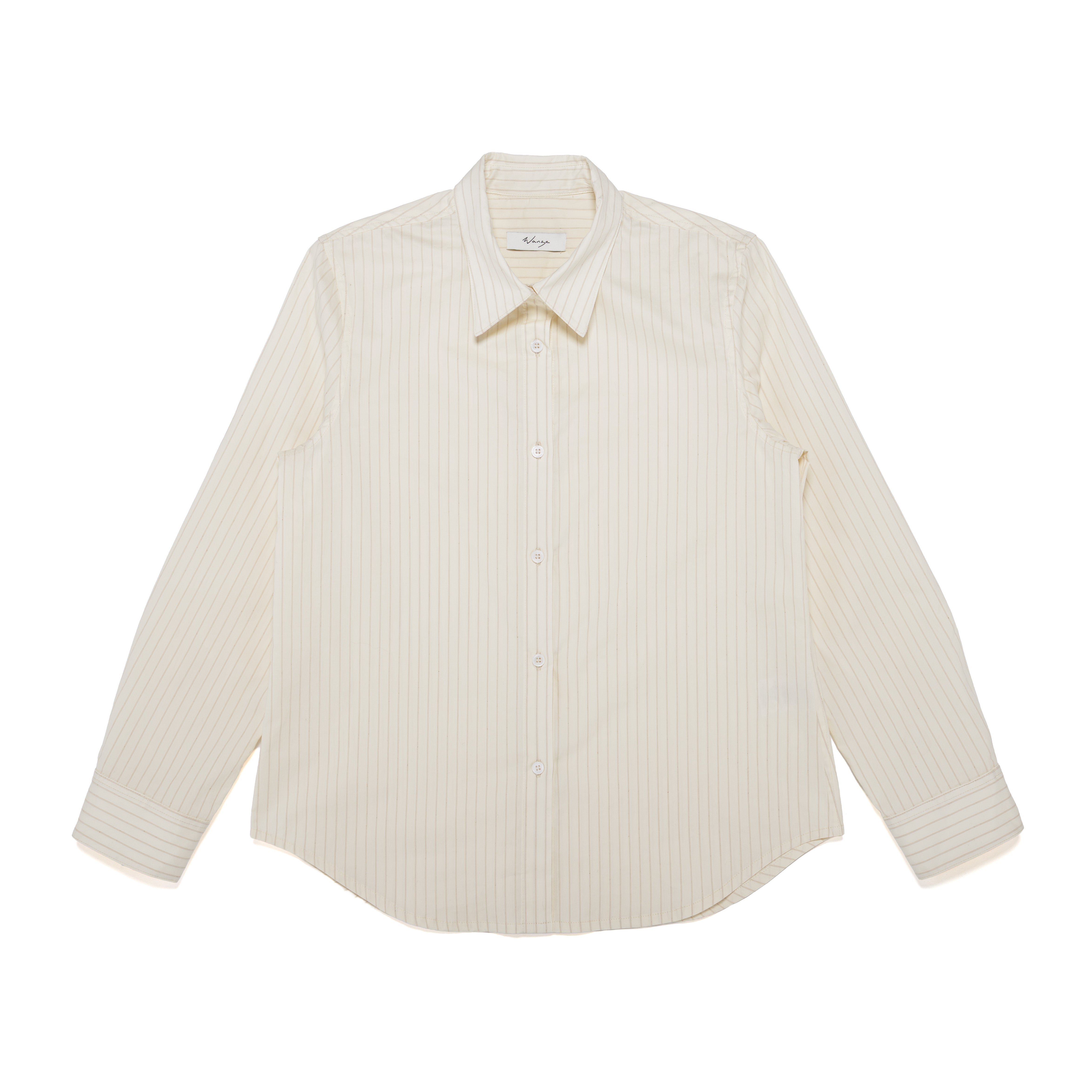 Classic Slim Fit Shirt Striped Cotton Silk Shirting Ivory - PREORDER