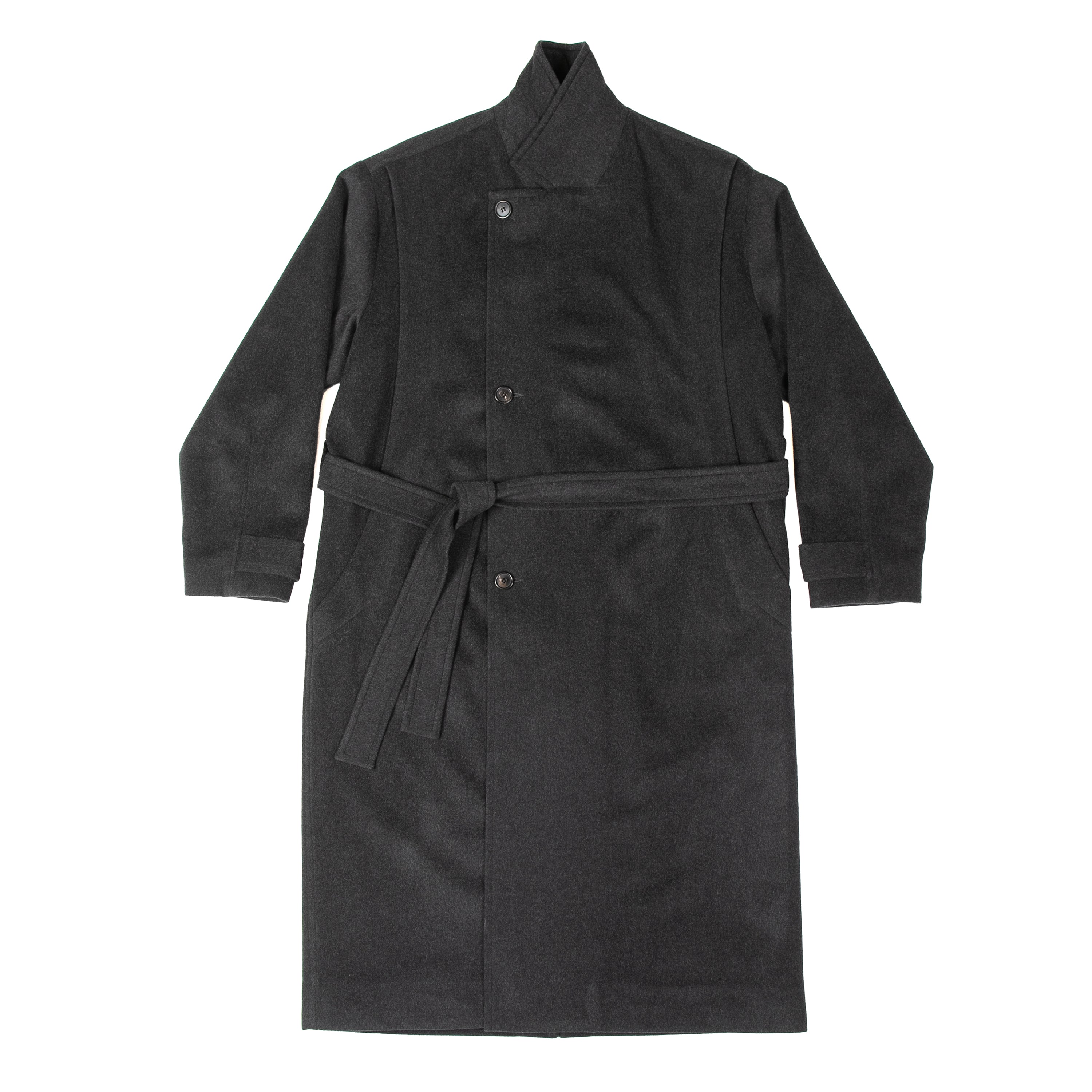 Belted Overcoat Cashmere Wool Grey - PREORDER