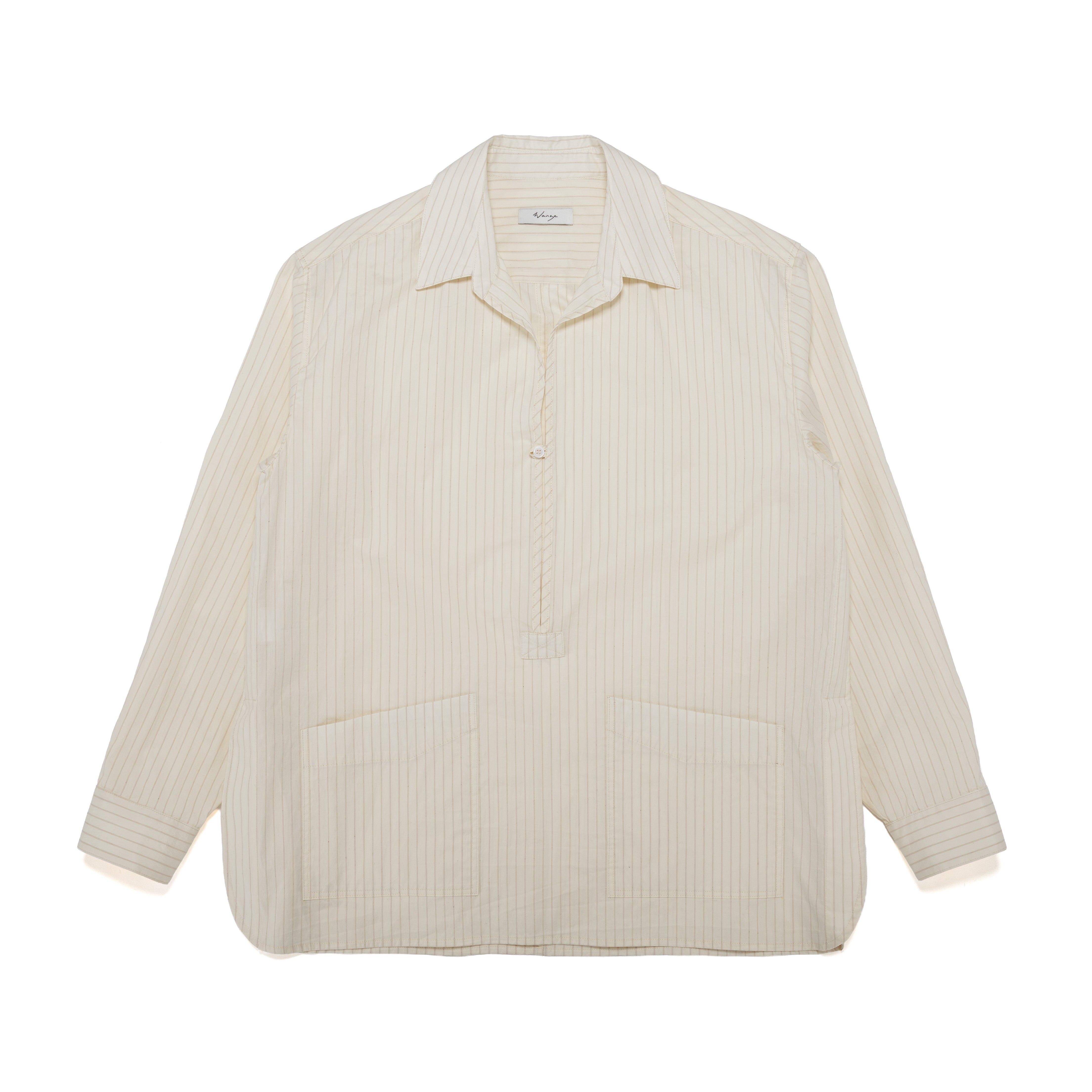 Skipper Shirt Striped Cotton Silk Shirting Ivory - PREORDER