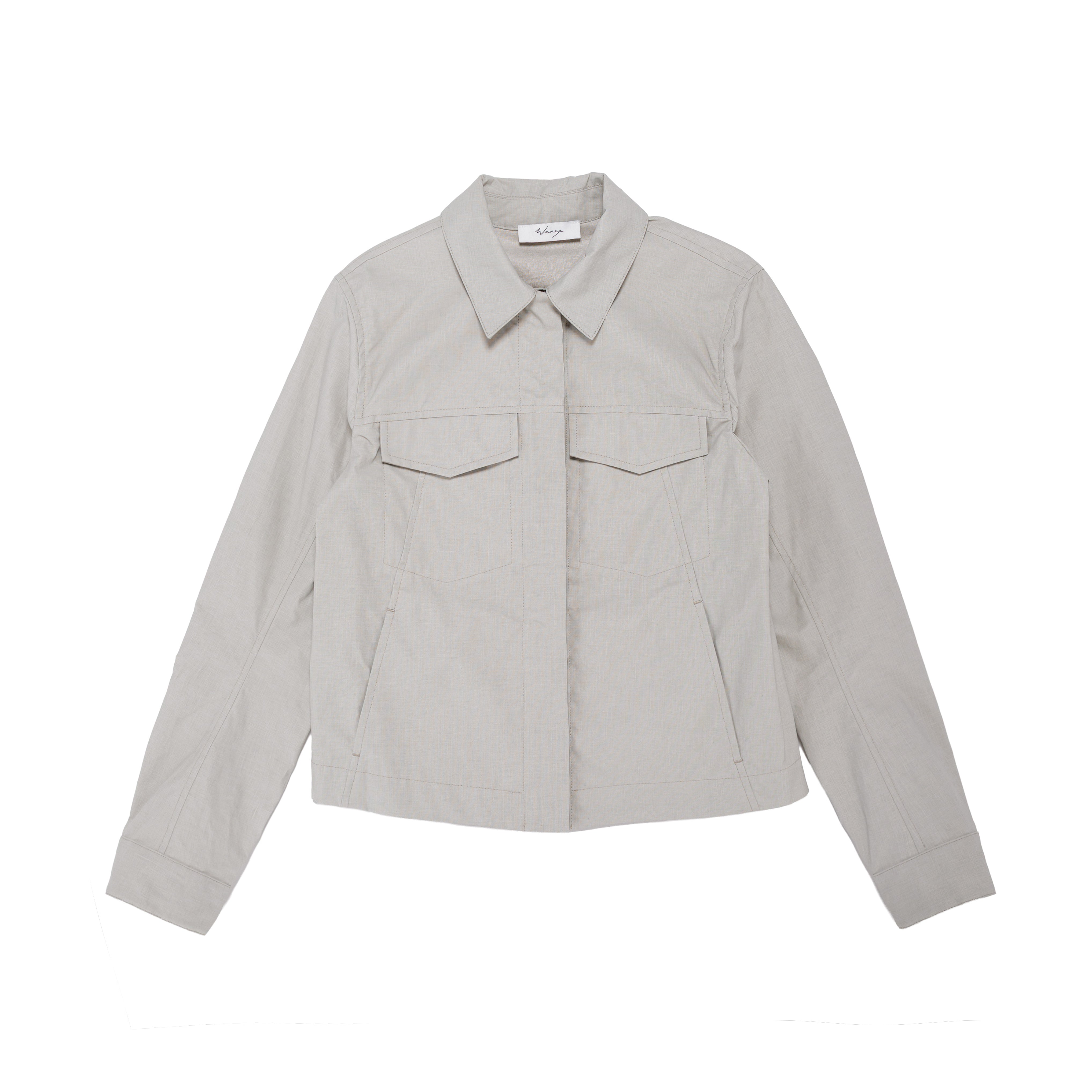 Fitted Denim Jacket Coated Linen Cement - PREORDER