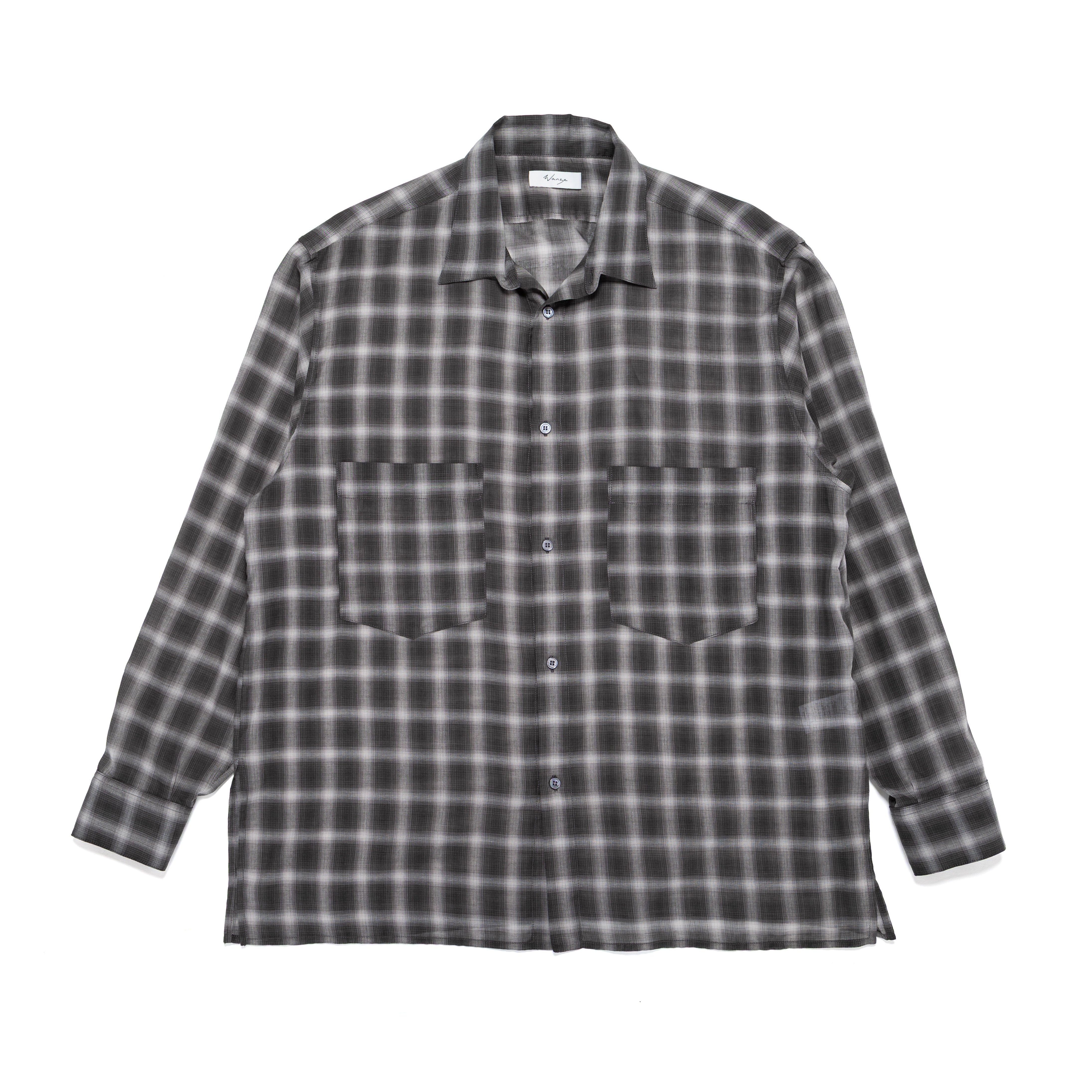 Easy Shirt Straight Hem Cotton Wool Voile Plaid Graphite - PREORDER