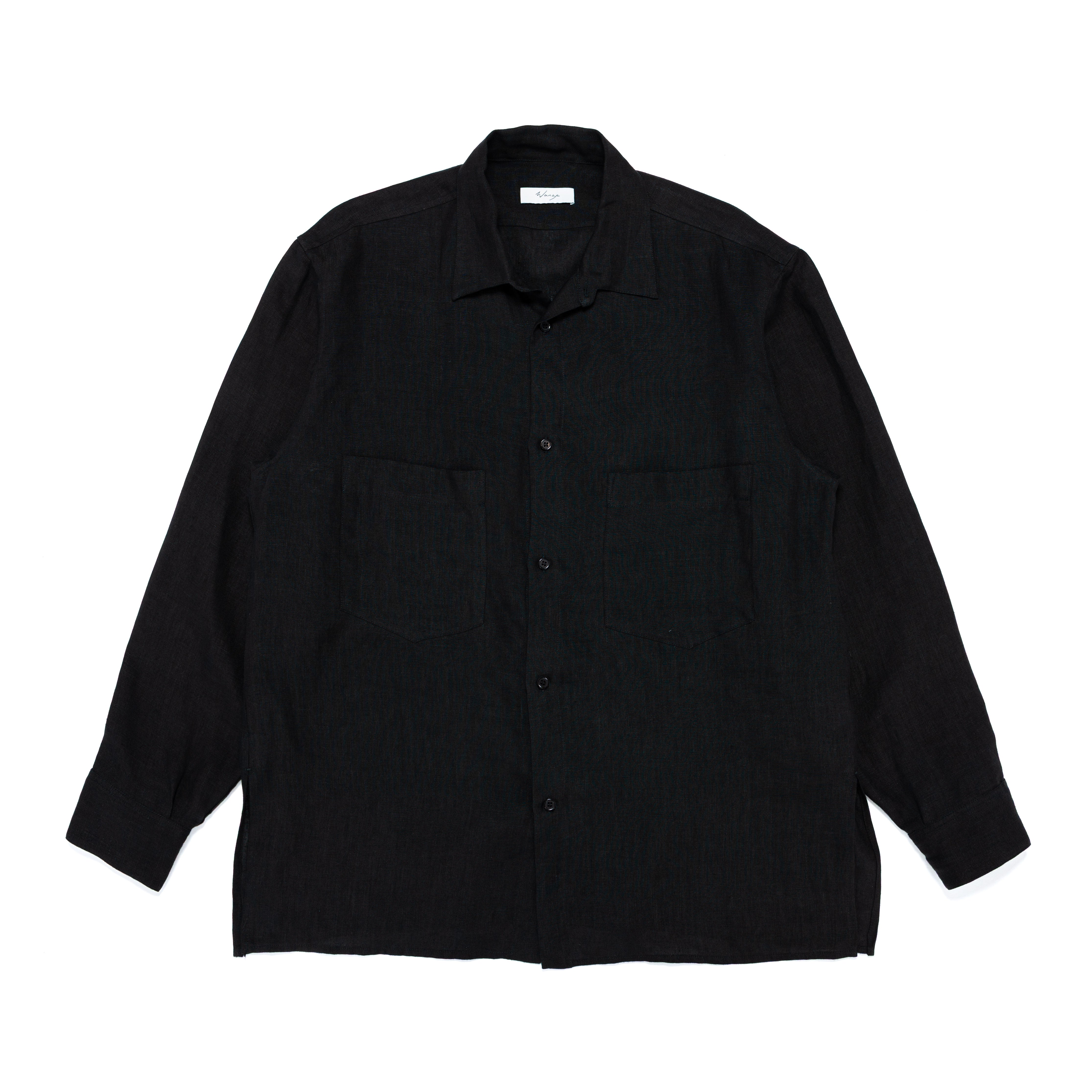 Easy Shirt Straight Hem Washed Linen Black - PREORDER