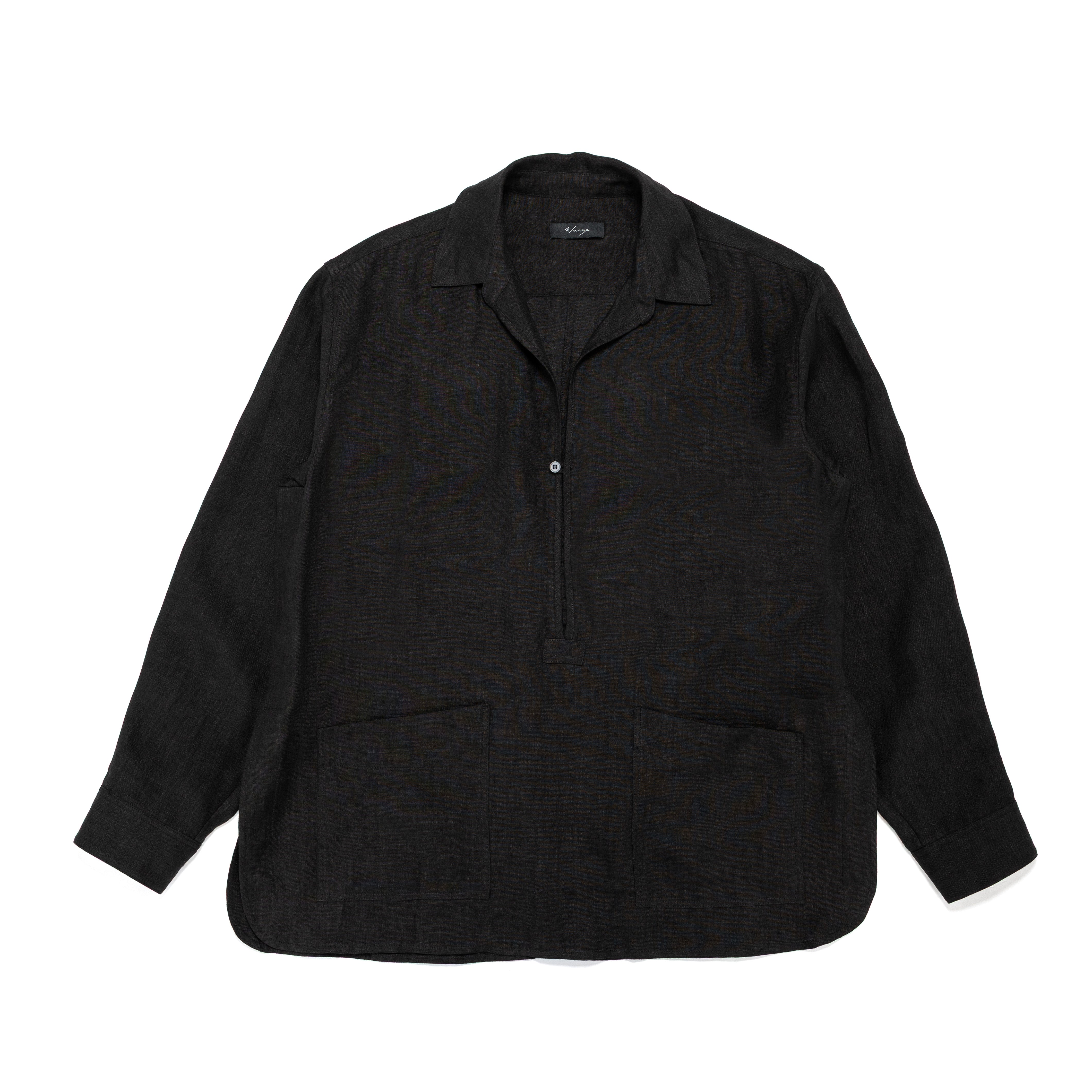 Skipper Shirt Washed Linen Black - PREORDER