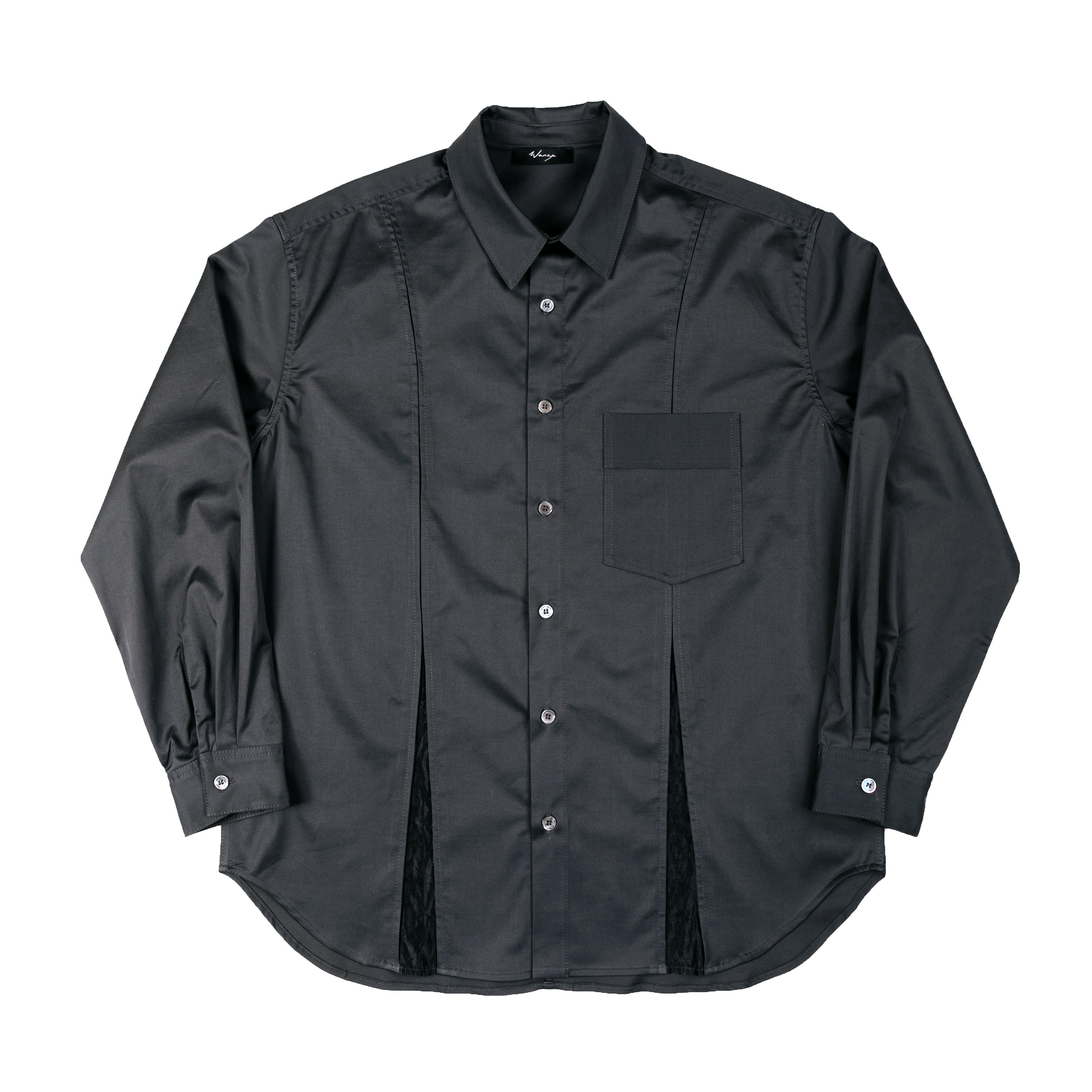 Pleated Button Up Shirt Cotton Grey - PREORDER