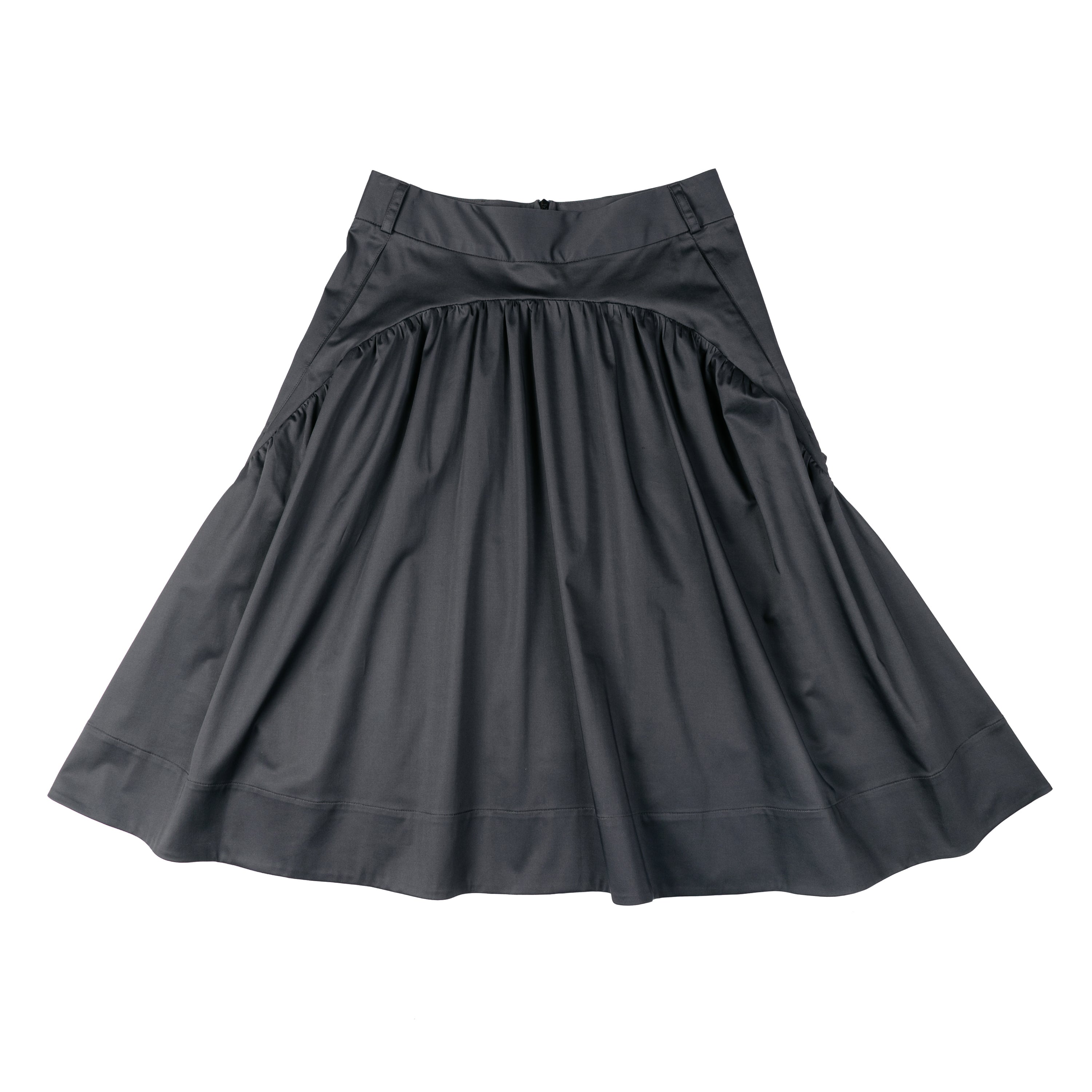 Midi Gathered Skirt Cotton Grey - PREORDER