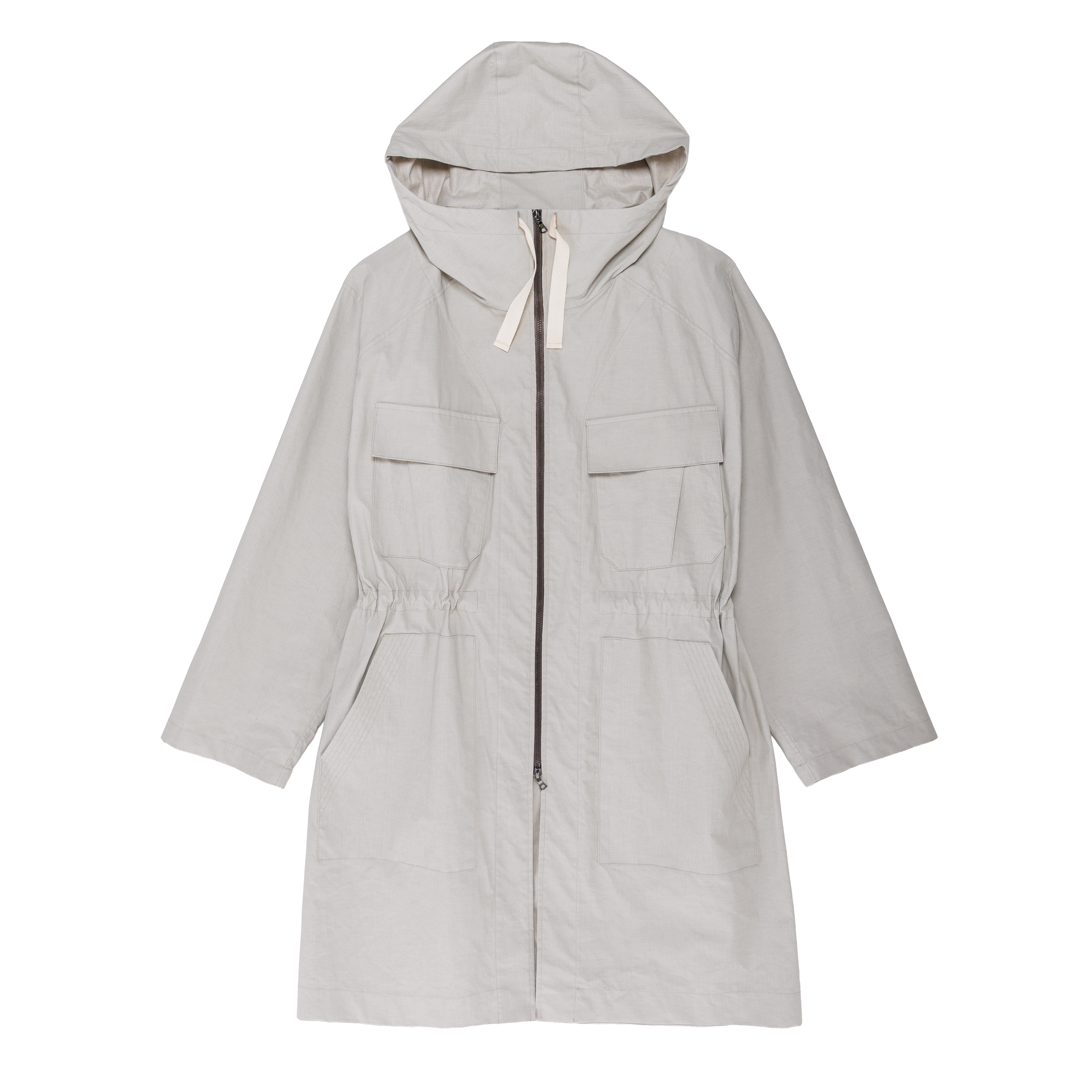 Hooded Parka Coated Linen Cement - PREORDER