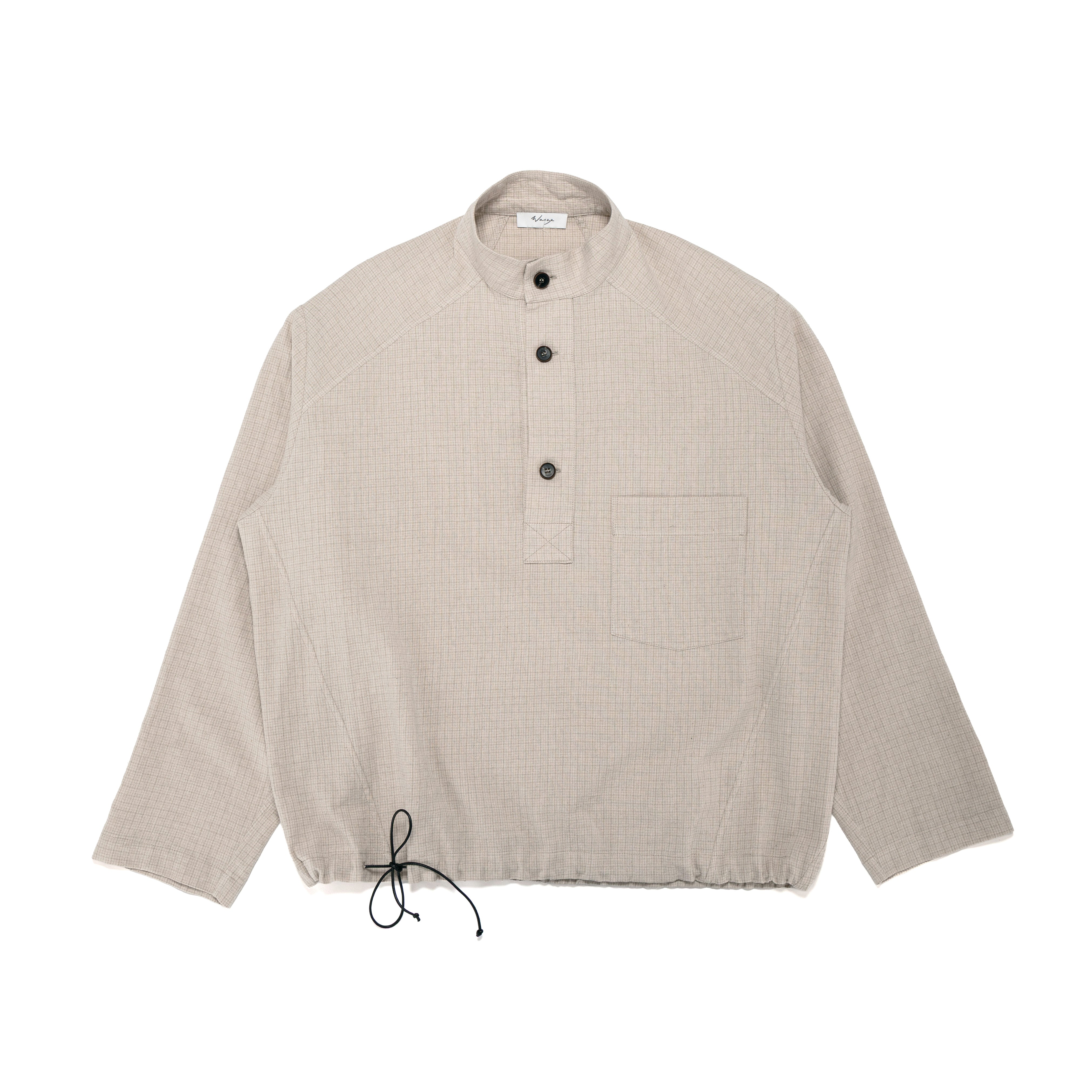 Work Smock Micro Plaid Cotton Linen Oat - PREORDER