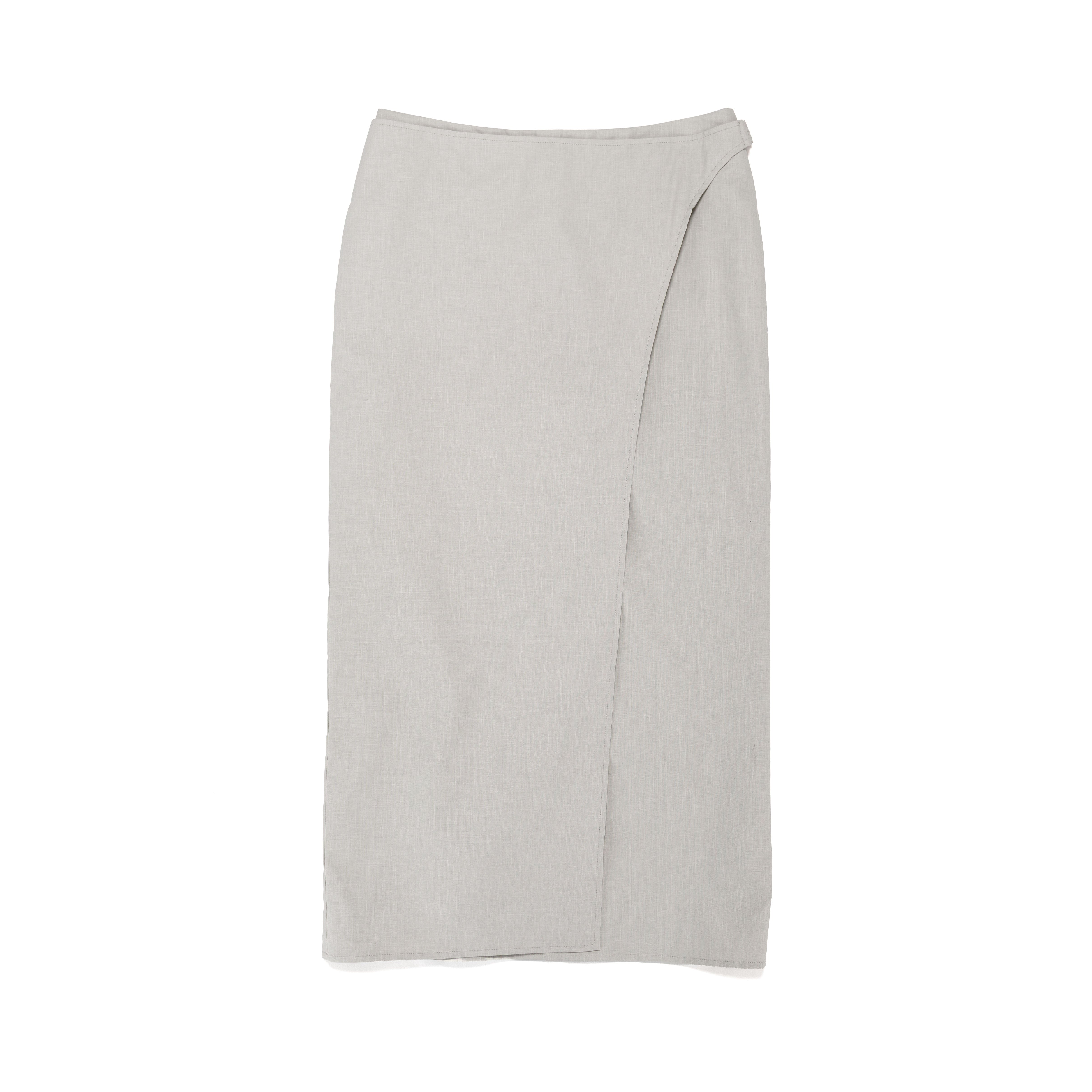 Long Pencil Cinch Skirt Coated Linen Cement - PREORDER