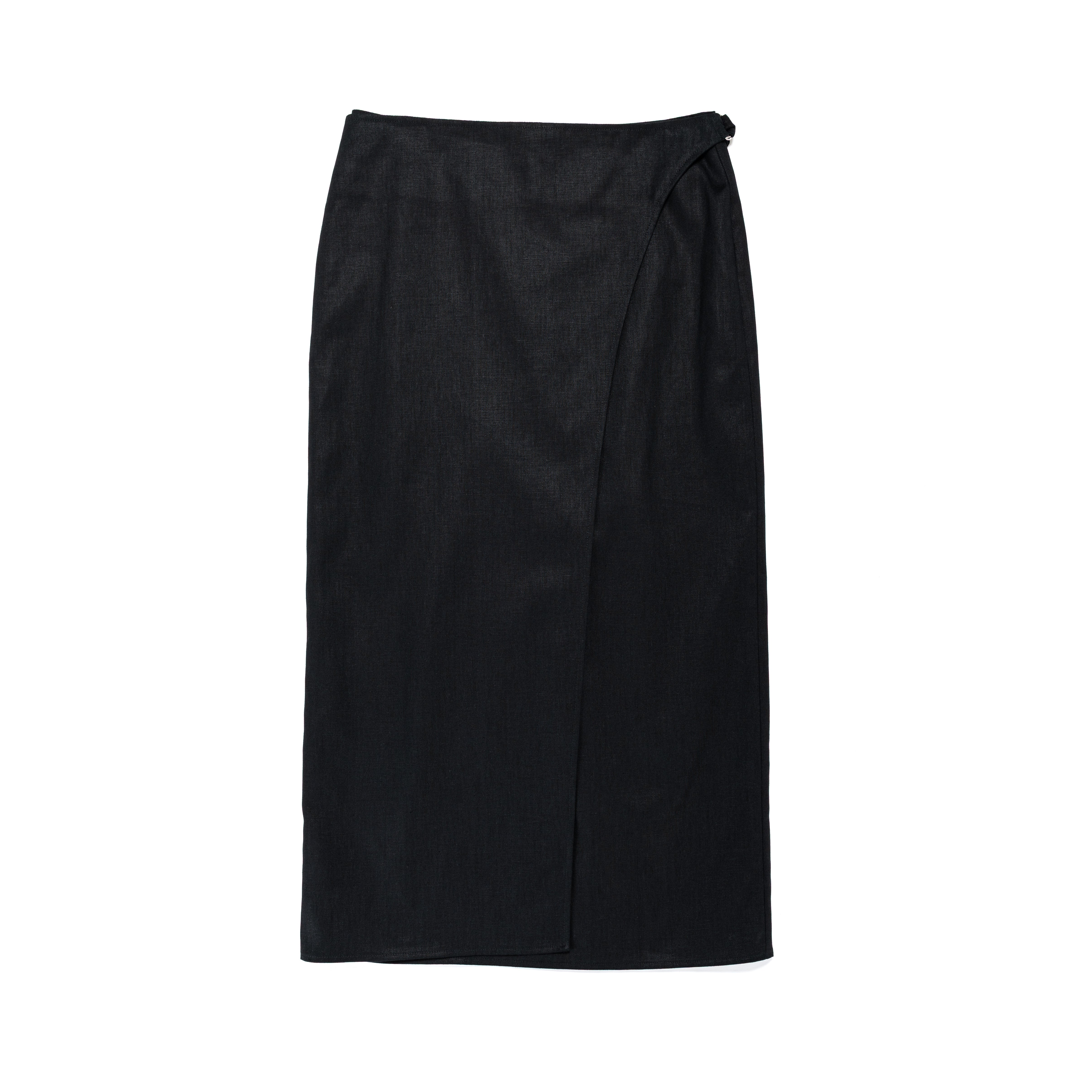 Long Pencil Cinch Skirt Linen Canvas Black - PREORDER