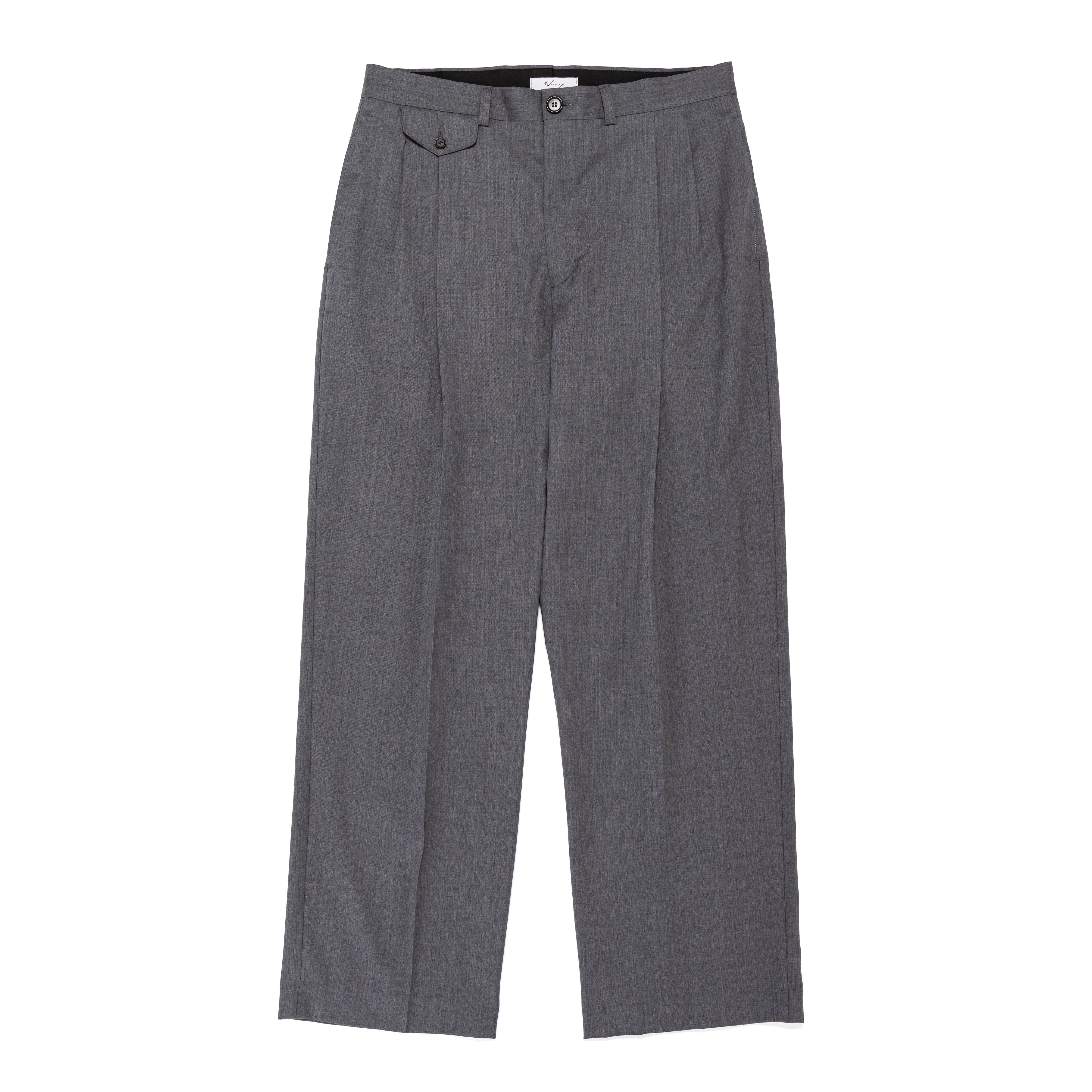 Double Pleat Trouser Superfine Tropical Wool Grey Melange - PREORDER