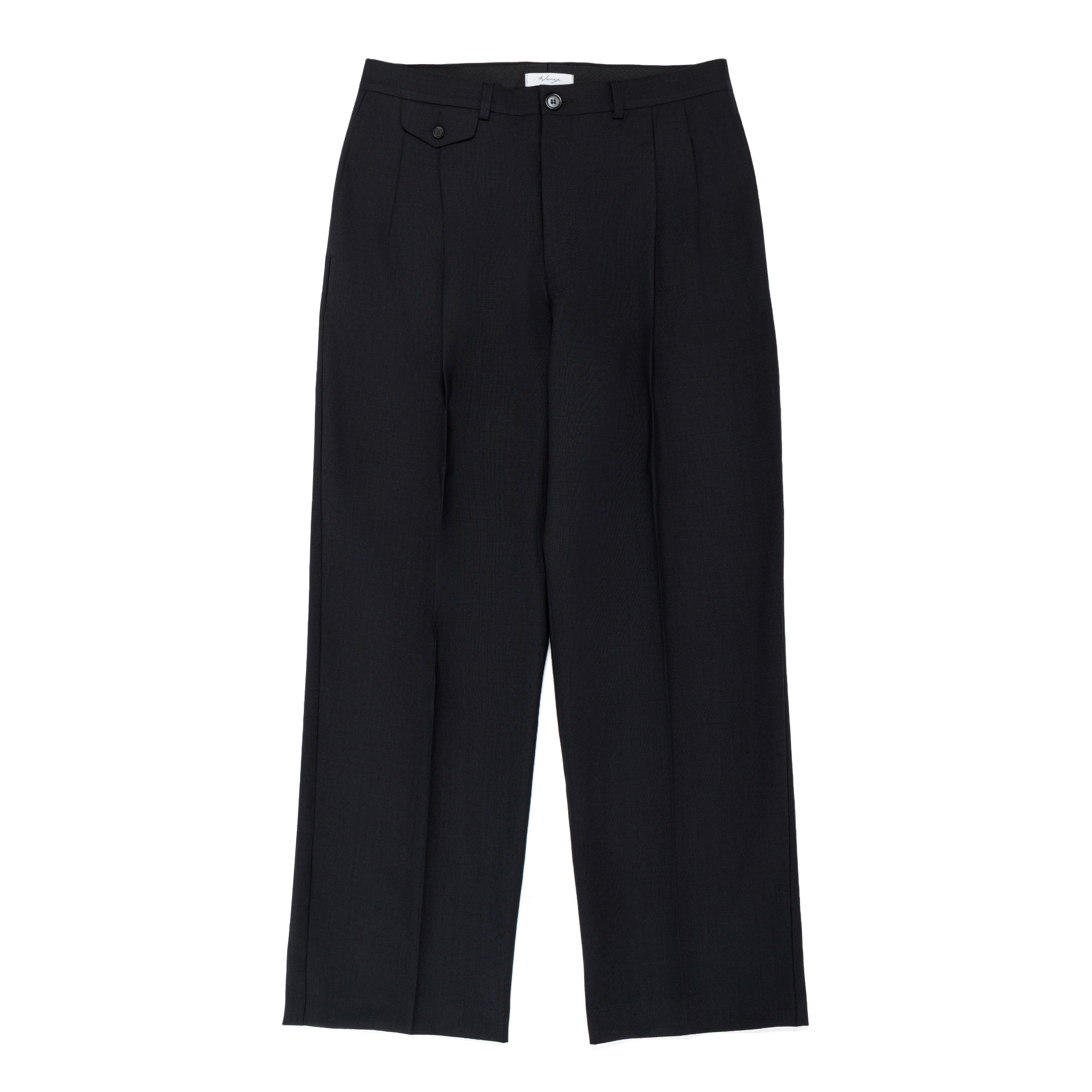 Double Pleat Trouser Tropical Wool Black - PREORDER