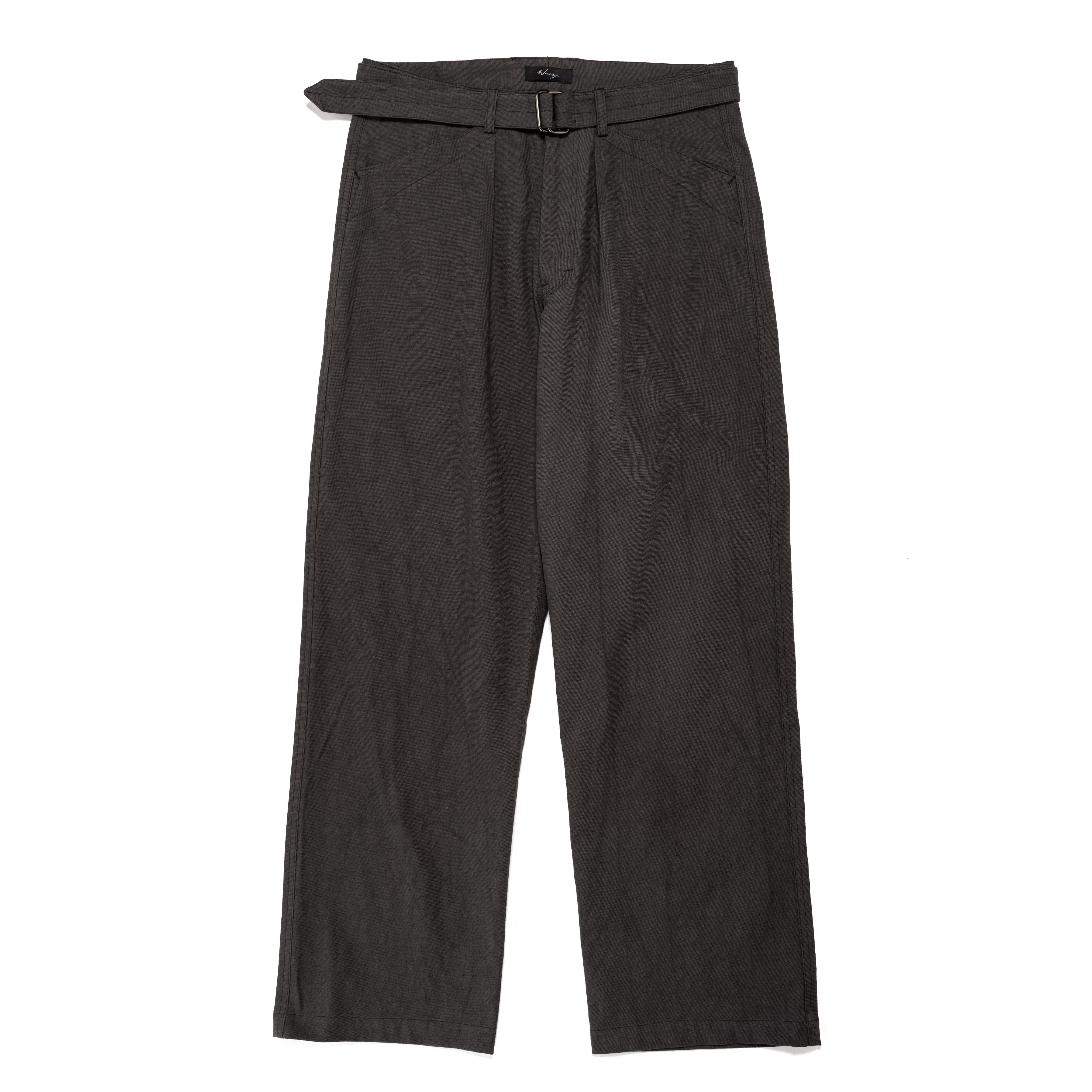 Belted Pant Dyed Cotton Hemp Oxford Charcoal - PREORDER