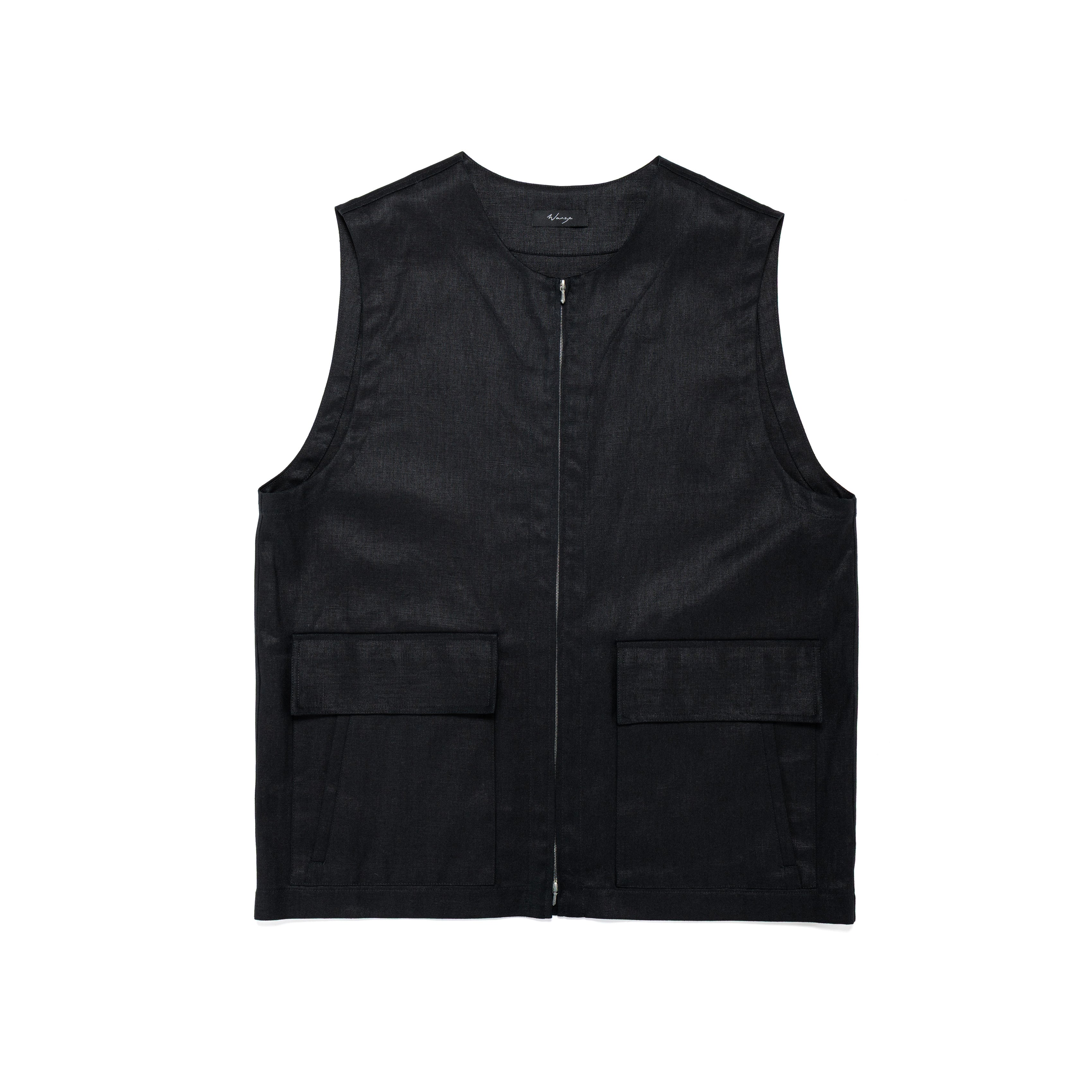 Zip Vest Linen Canvas Black - PREORDER