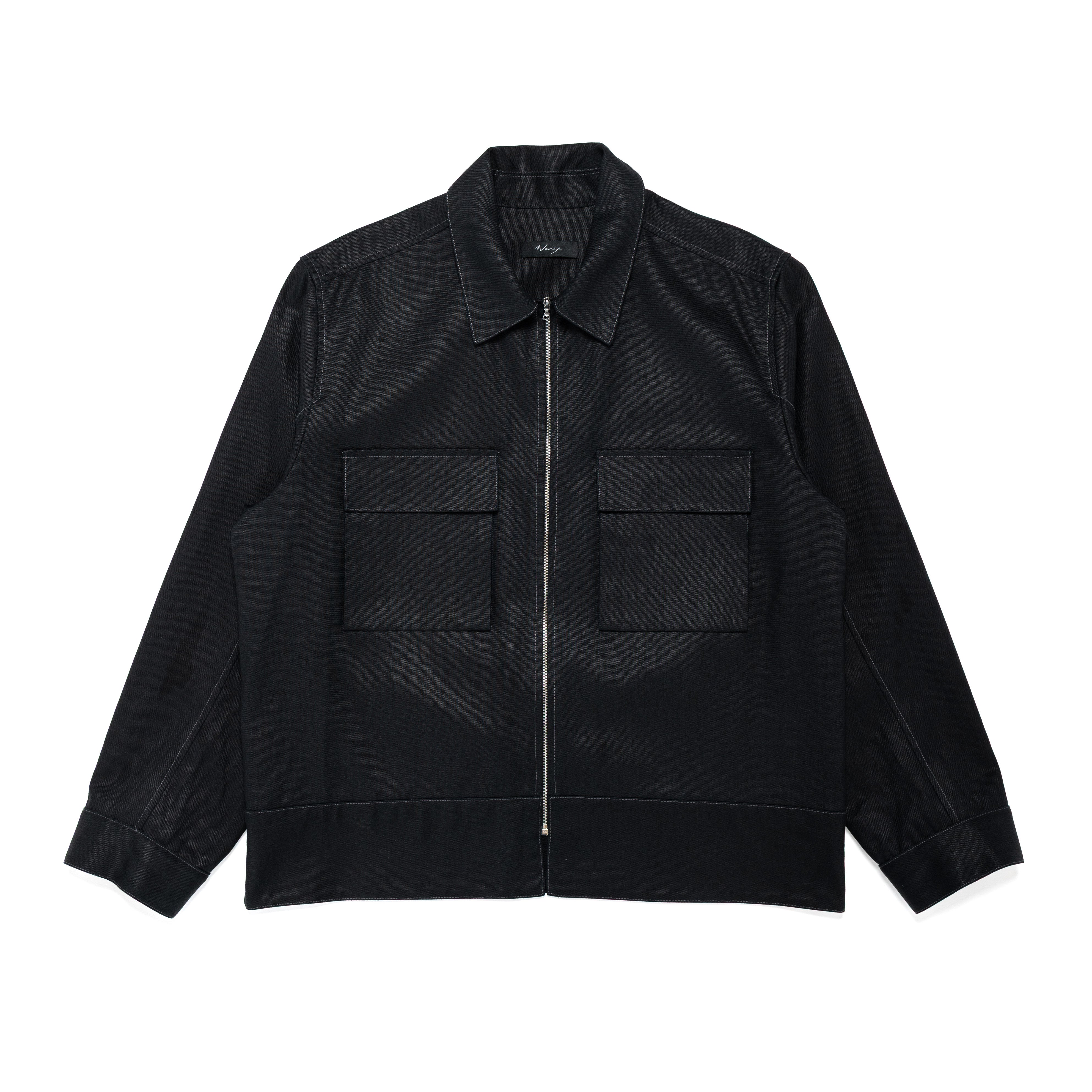 Utility Zip Blouson Linen Canvas Black - PREORDER