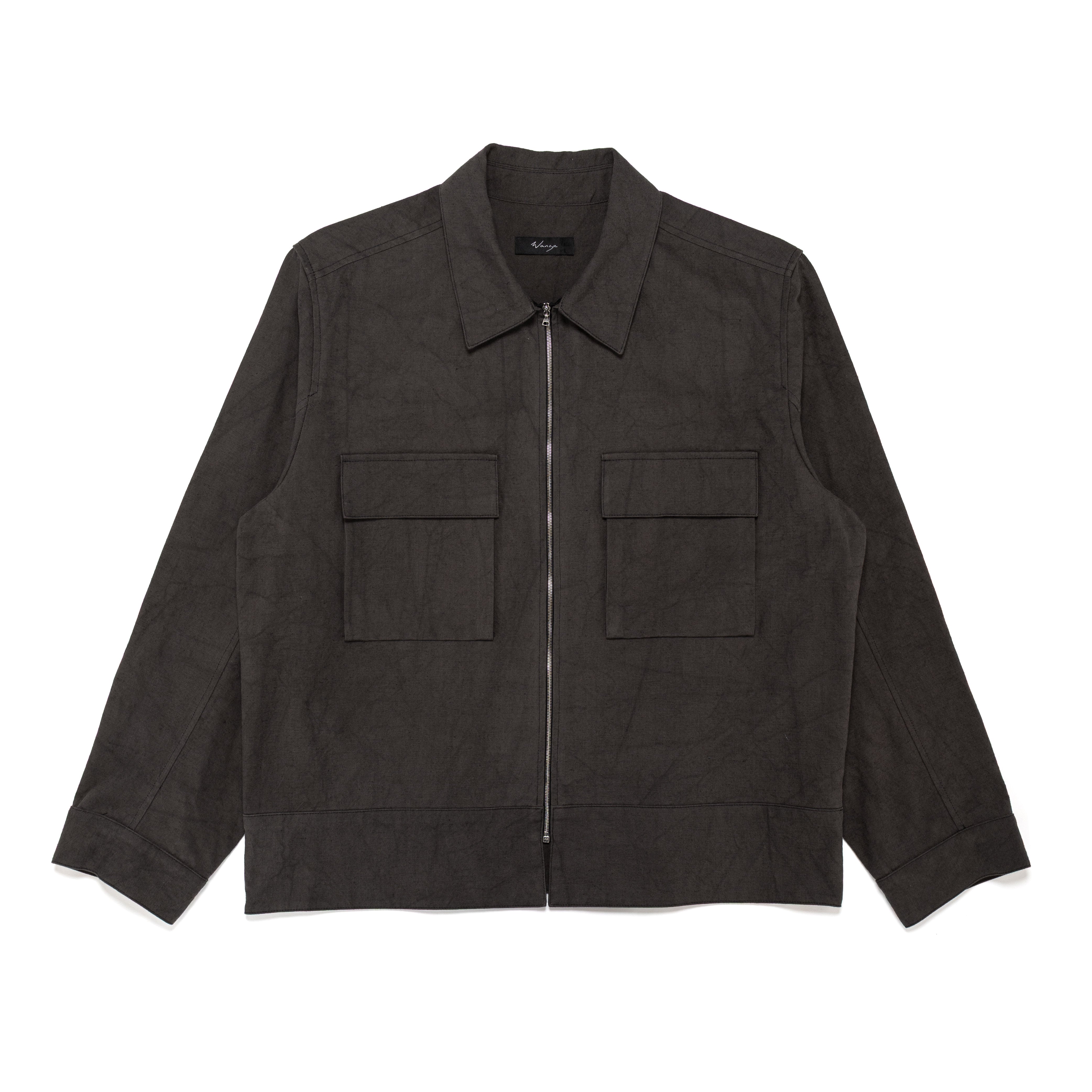 Utility Zip Blouson Dyed Cotton Hemp Oxford Charcoal - PREORDER