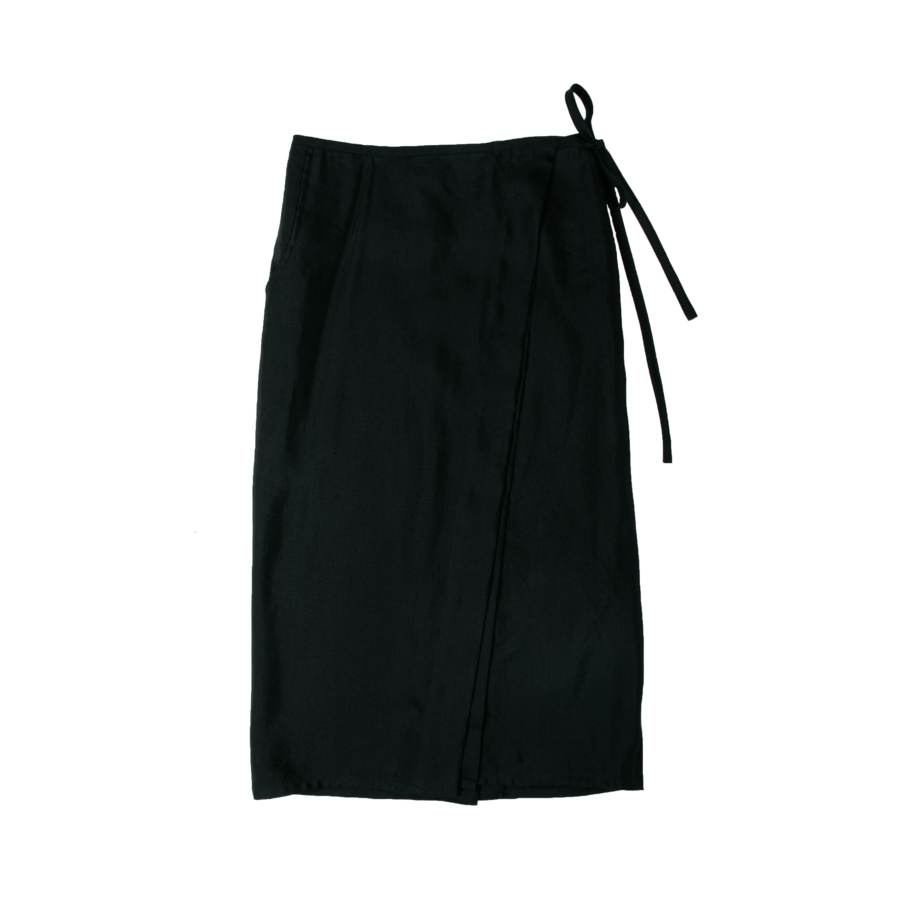 Pencil Wrap Skirt Linen Viscose Black - PREORDER