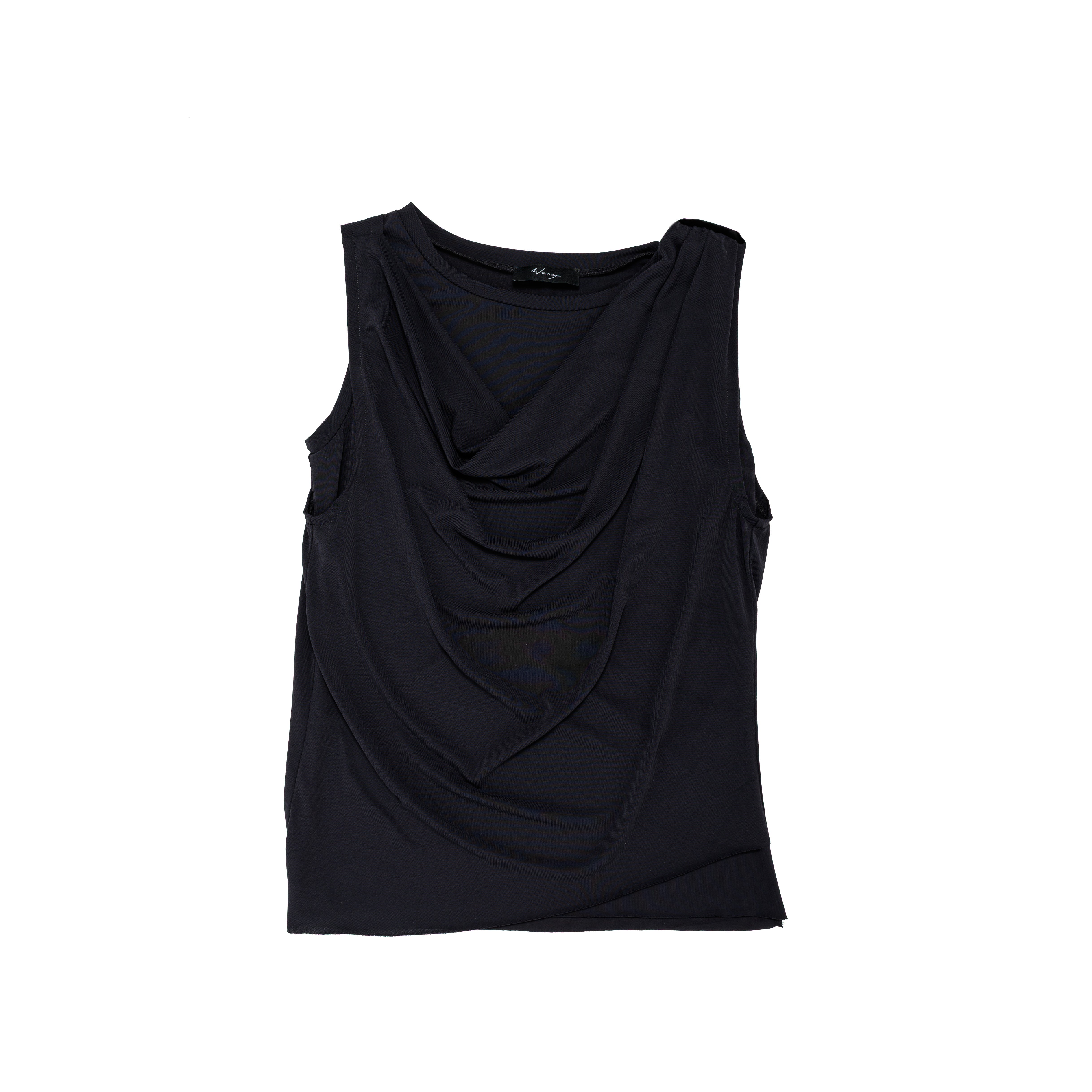 Double Layered Cowl Neck Jersey Tank Viscose Jersey Black - PREORDER