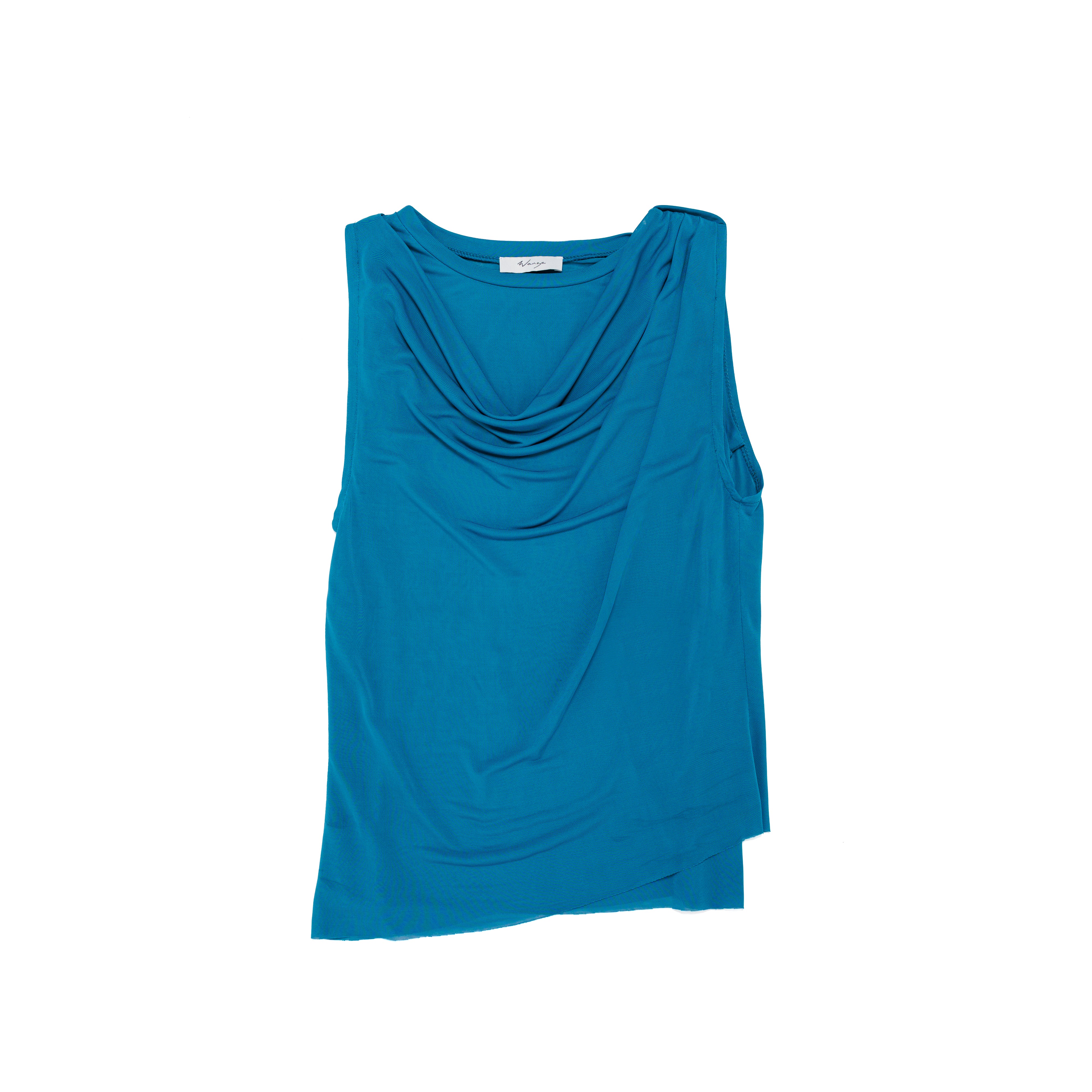 Double Layered Cowl Neck Jersey Tank Viscose Jersey Cyan - PREORDER