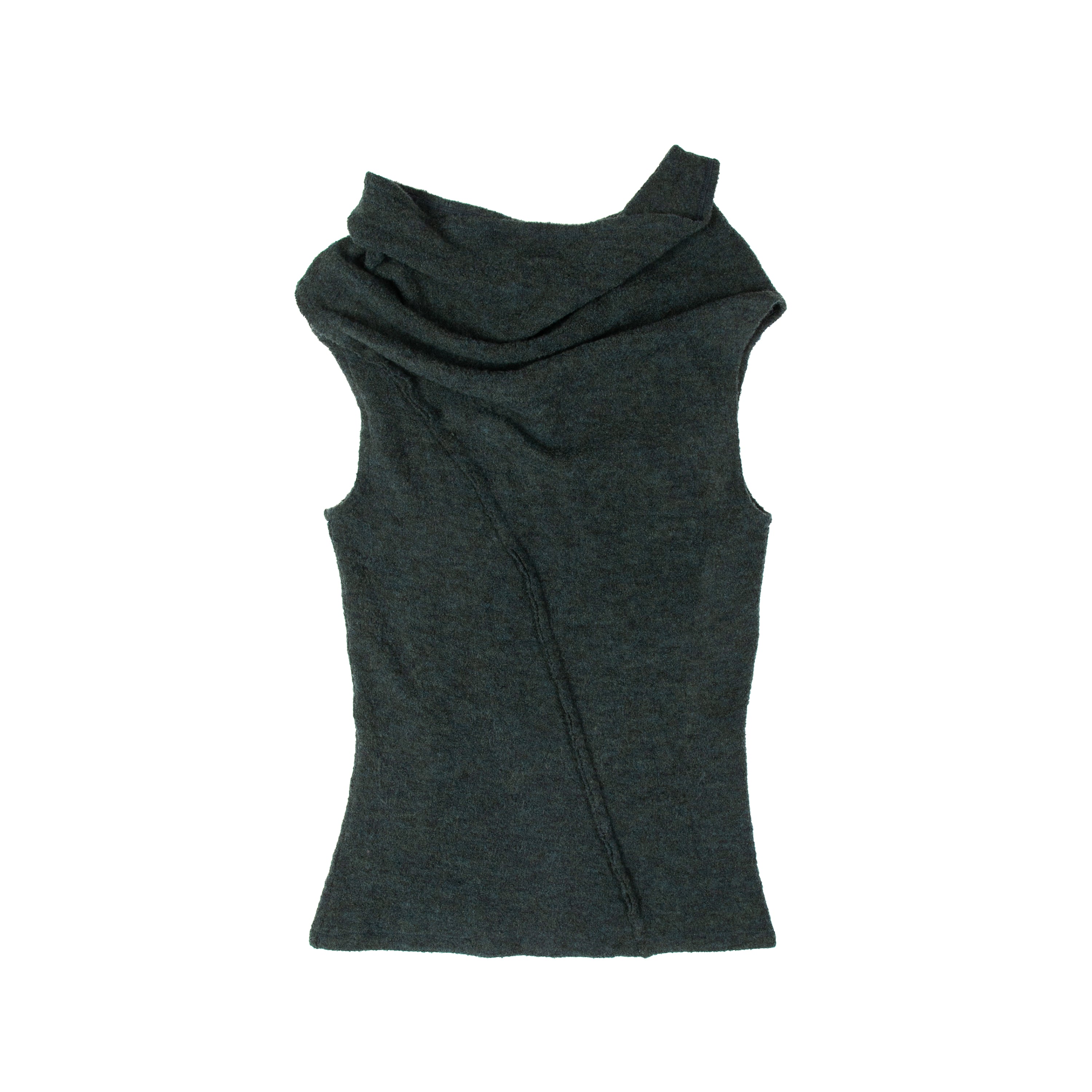 Drape Neck Tank Boucle Wool Midnight Green - PREORDER