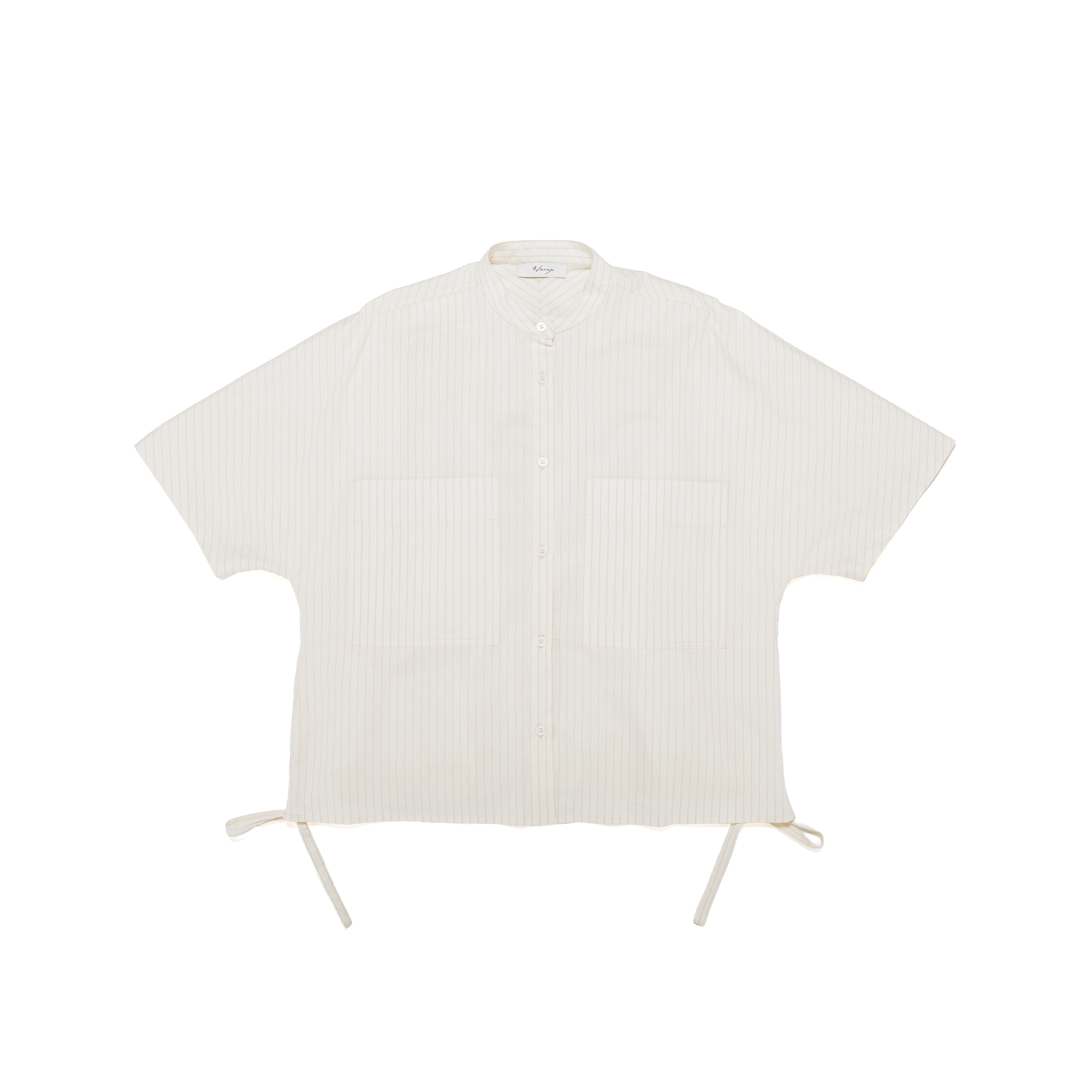 Kimono Bubble Shirt Striped Cotton Silk Shirting Ivory - PREORDER