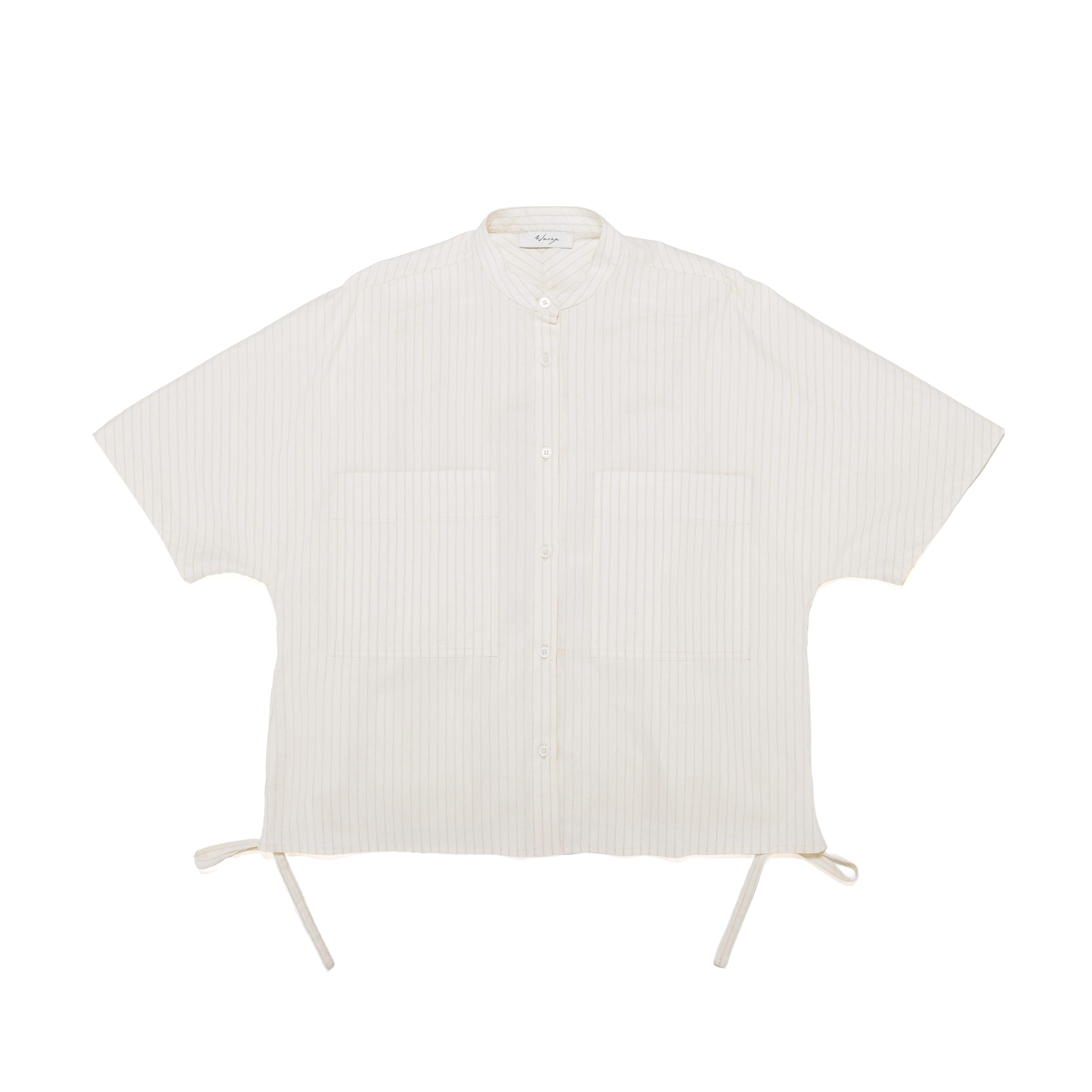 Kimono Bubble Shirt Striped Cotton Silk Shirting Ivory - PREORDER