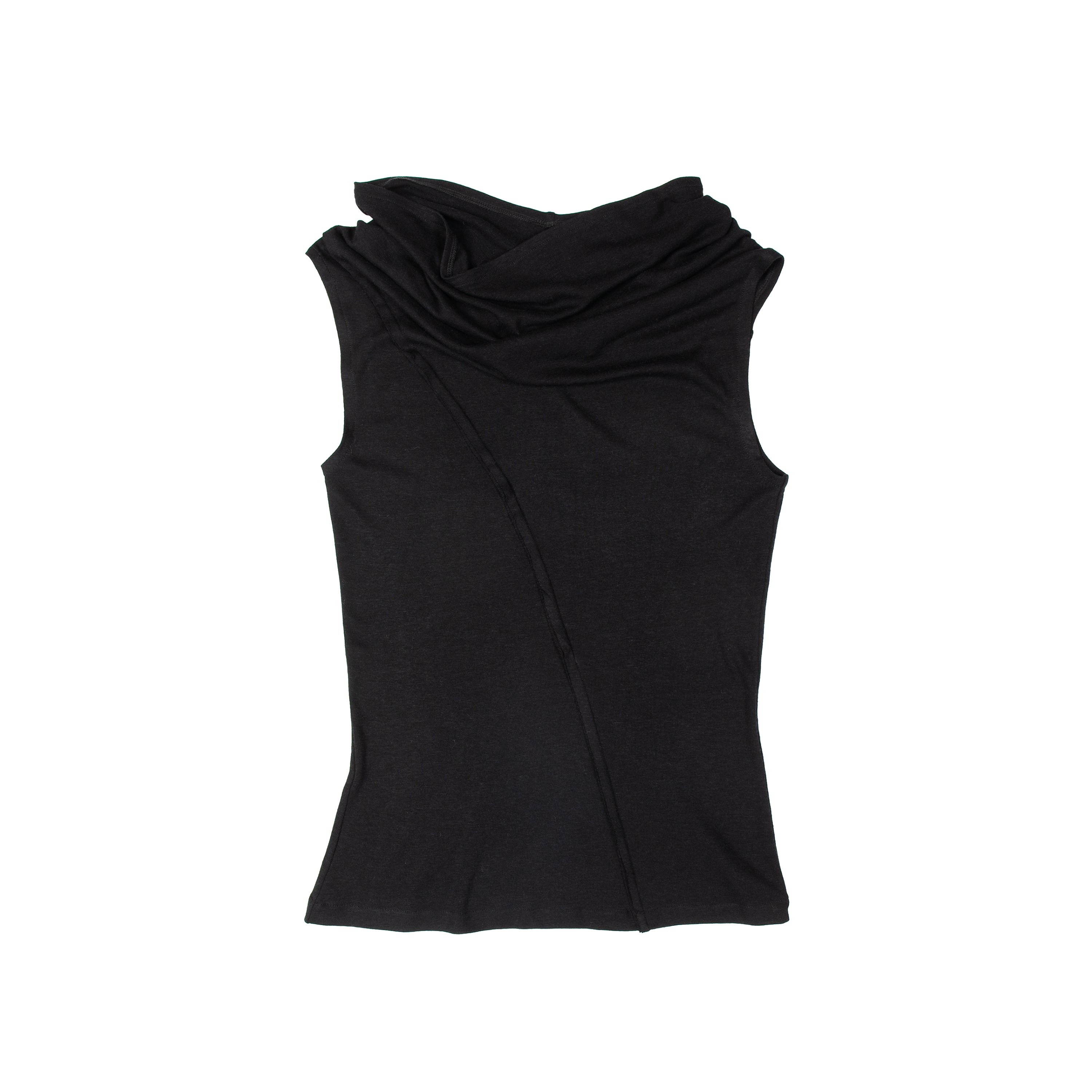 Drape Neck Tank Bamboo Merino Wool Black