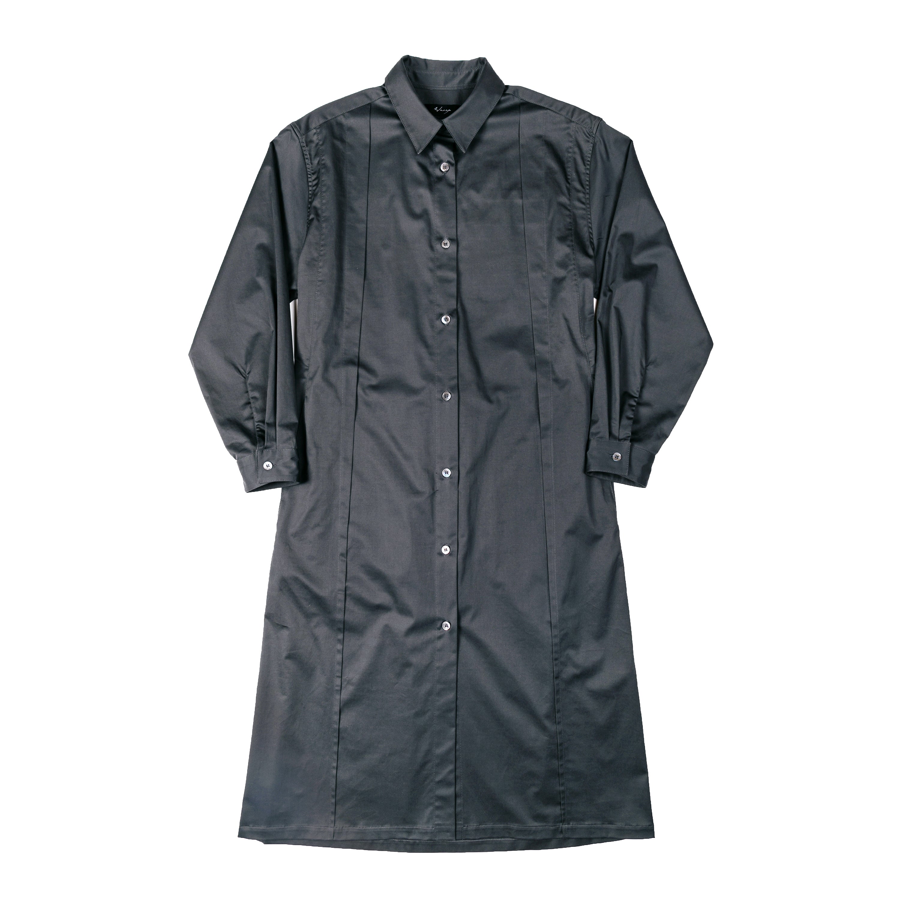 Pleated Shirt Dress Cotton Grey - PREORDER