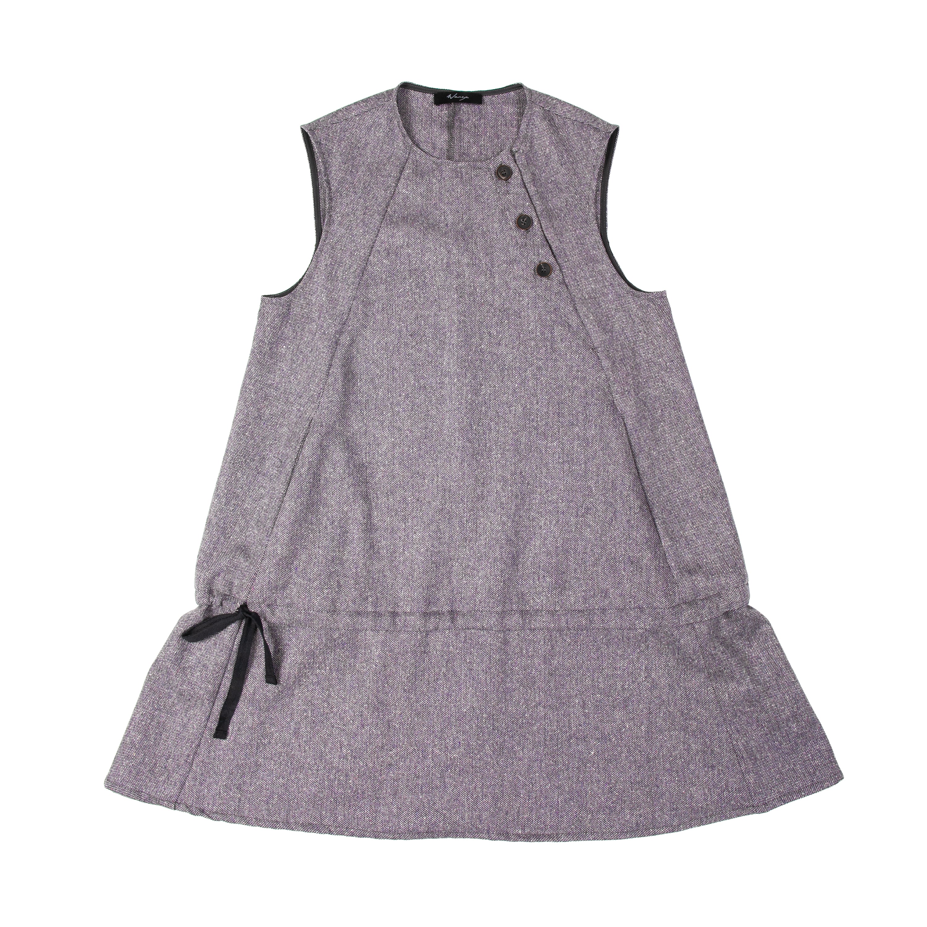 Short Low Waist Cinch Dress Donegal Wool Purple - PREORDER