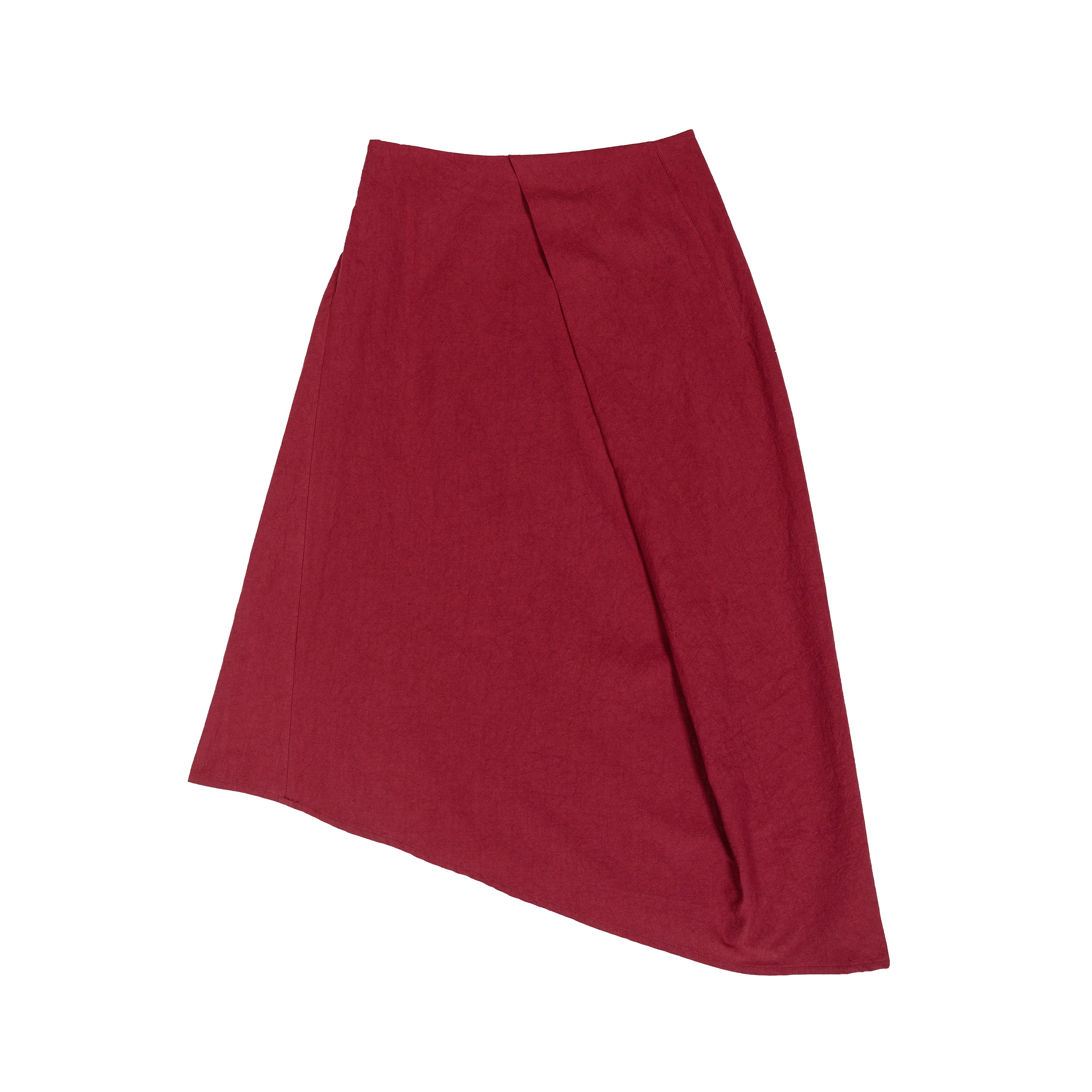 Pleated Drape Skirt Cotton Hemp Red
