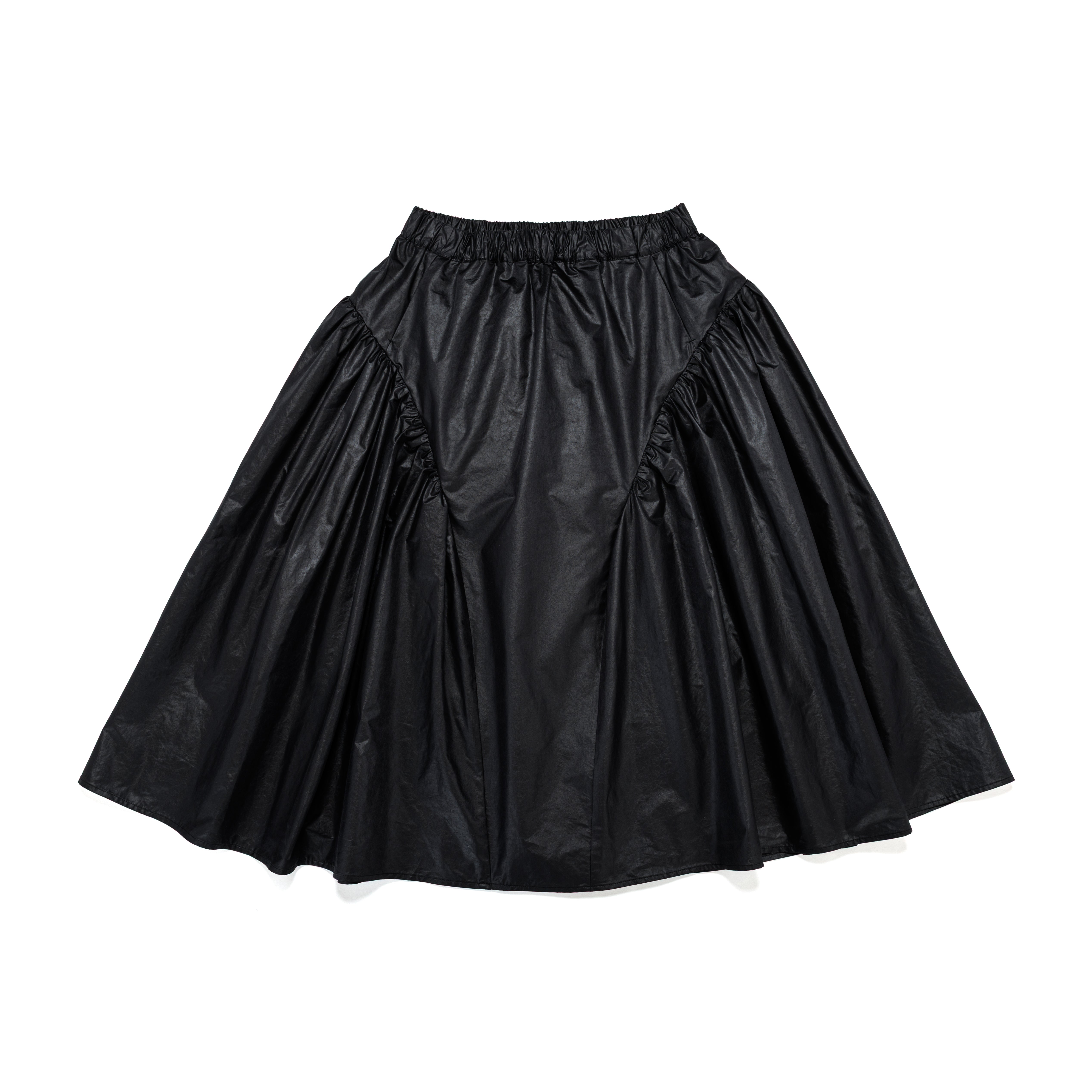 Easy Gathered Skirt Dyed Taffeta Vintage Tumbler Black - PREORDER