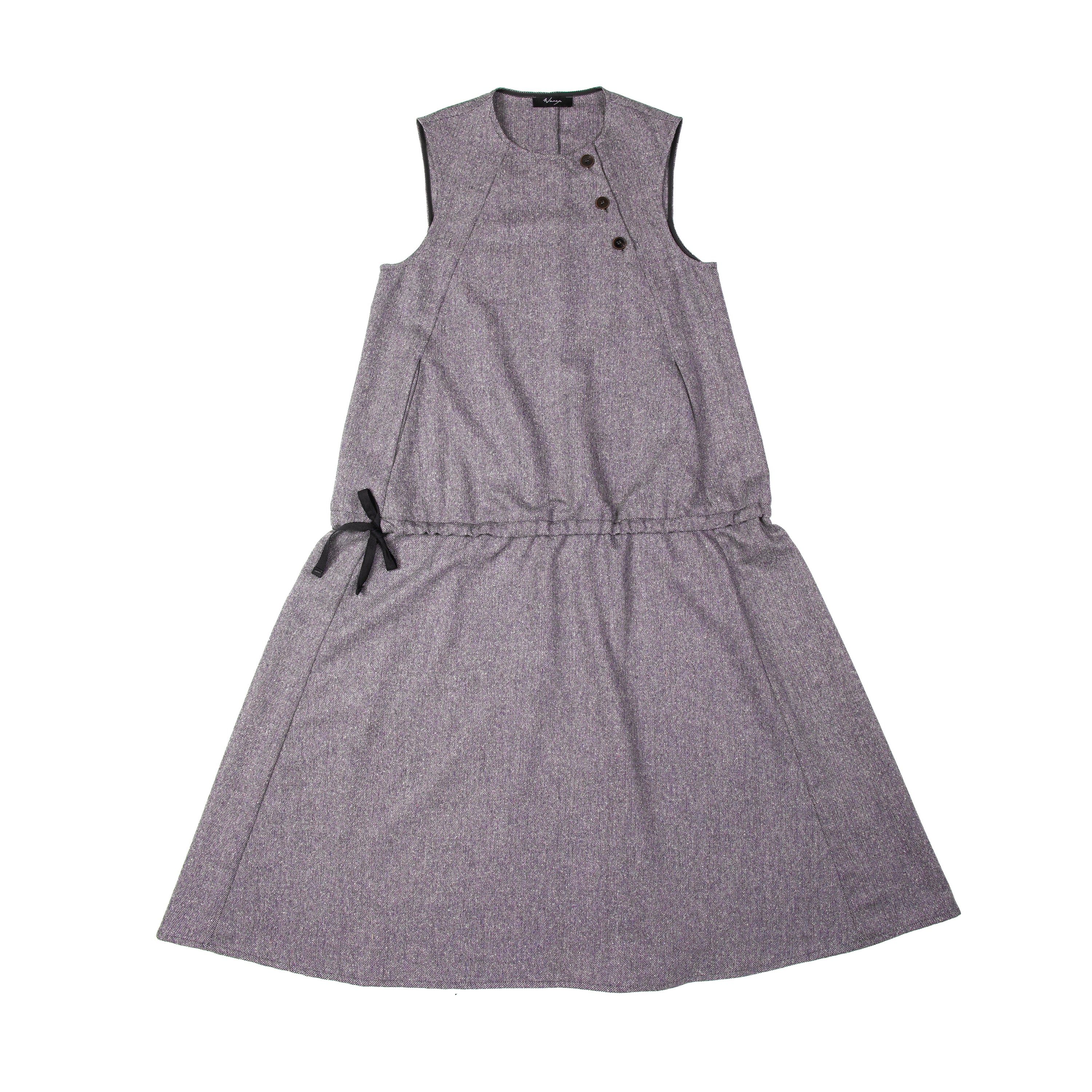 Long Low Waist Cinch Dress Donegal Wool Purple - PREORDER