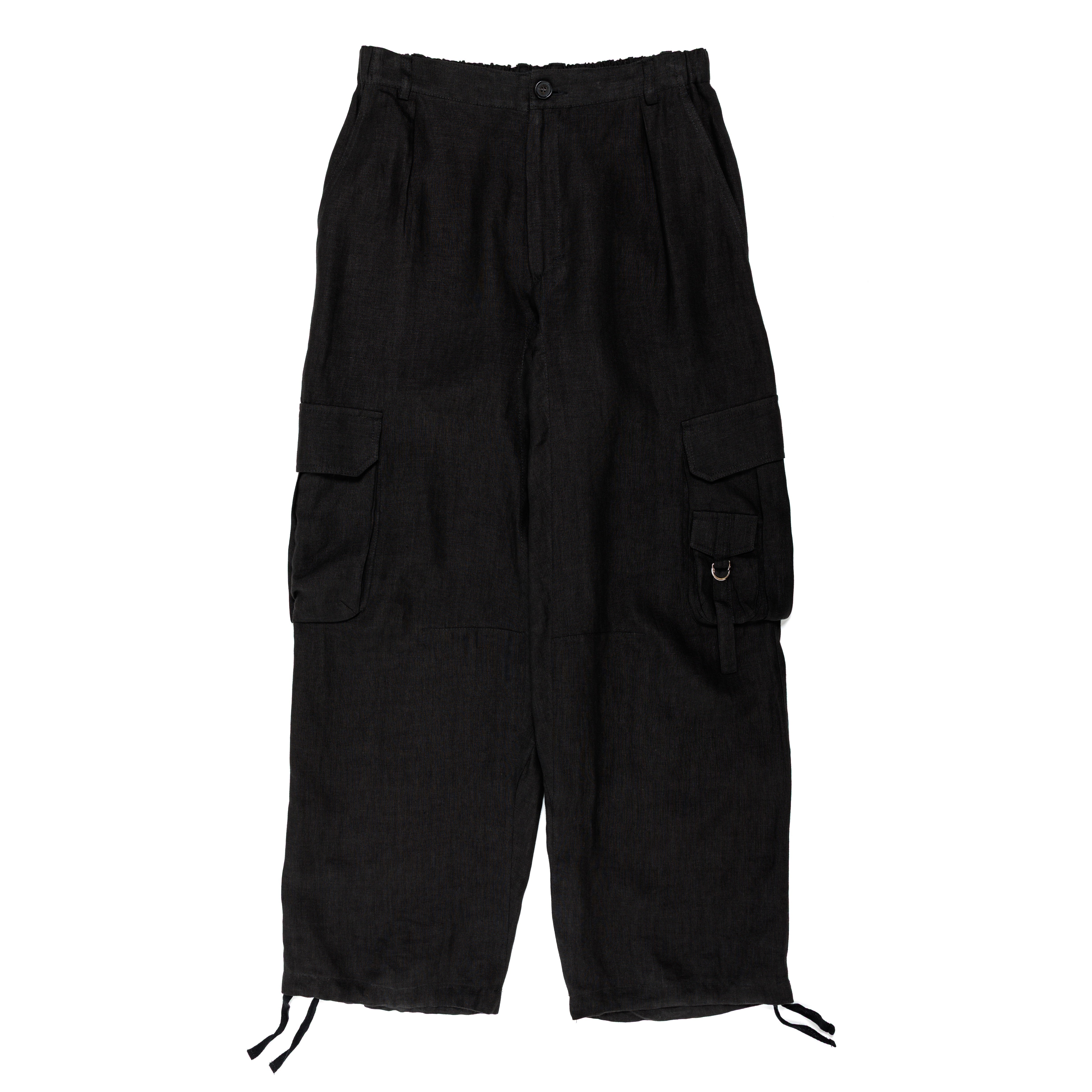 Easy Cargo Pant Washed Linen Black - PREORDER