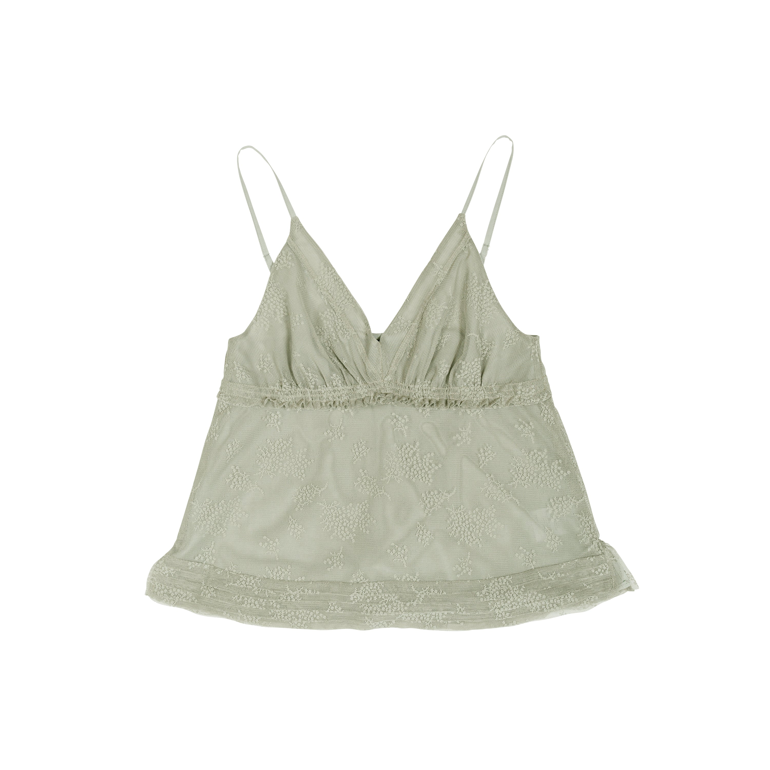 V-neck Camisole Tank Jacquard Tulle Jade