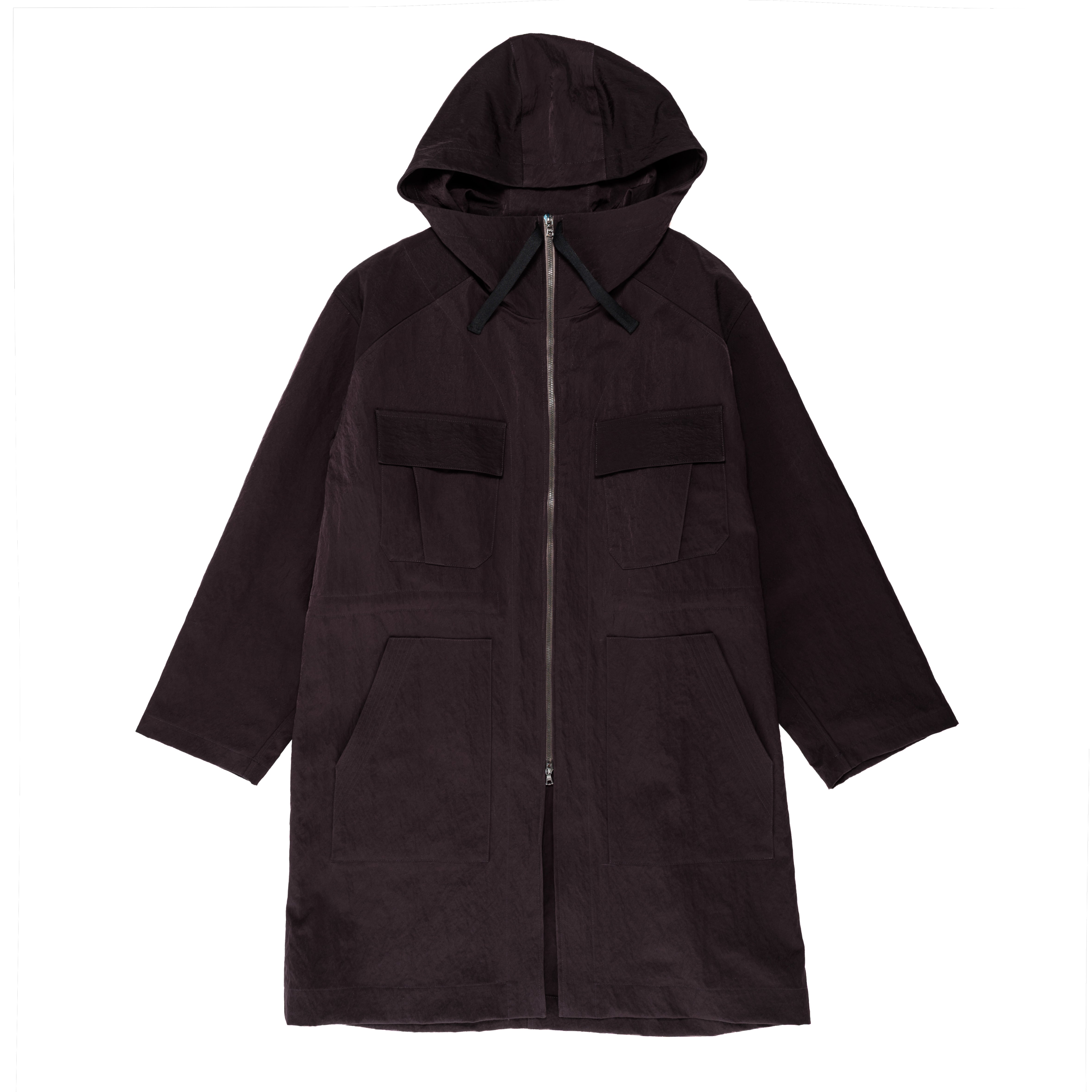Hooded Parka Crinkle Washed Nylon Eggplant - PREORDER