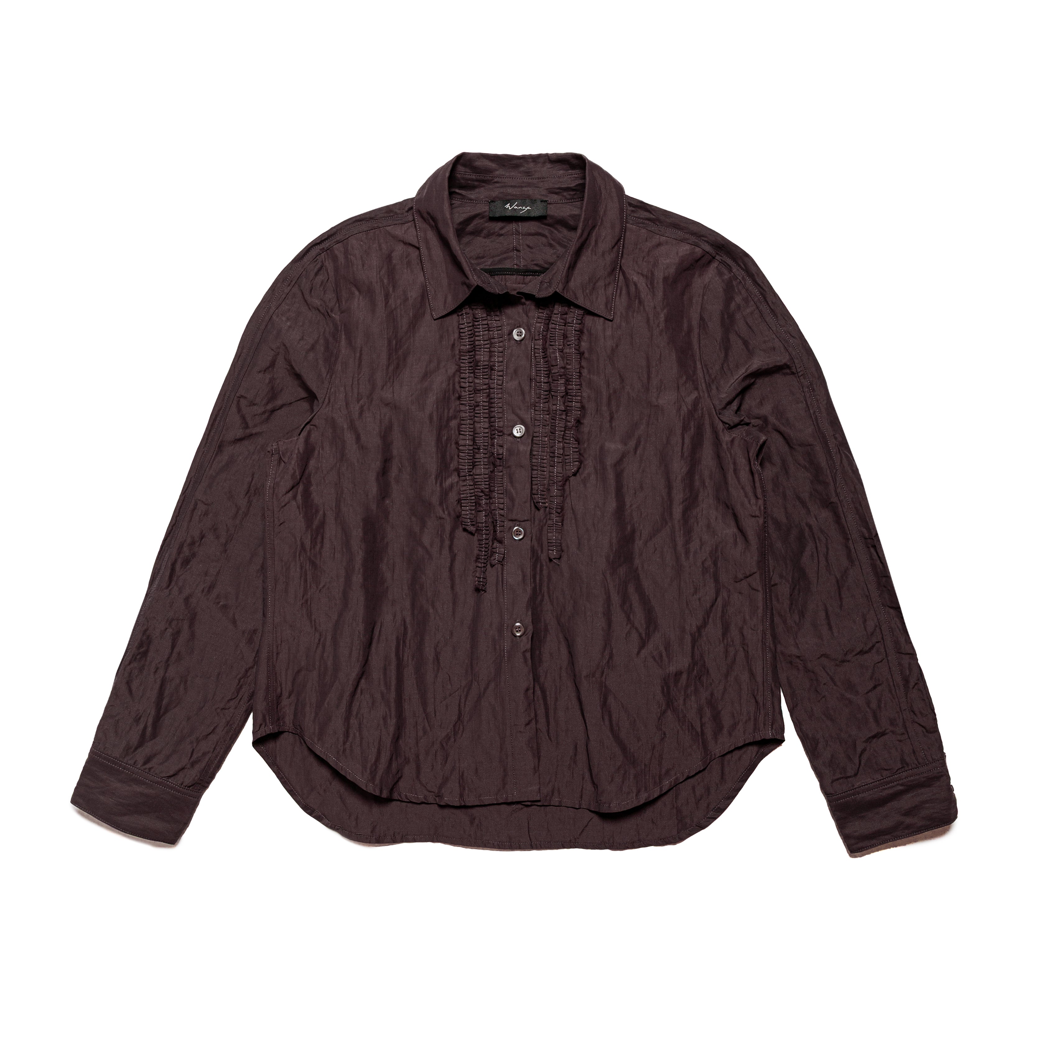 Ruched Placket Shirt Cotton Nylon Metal Prune