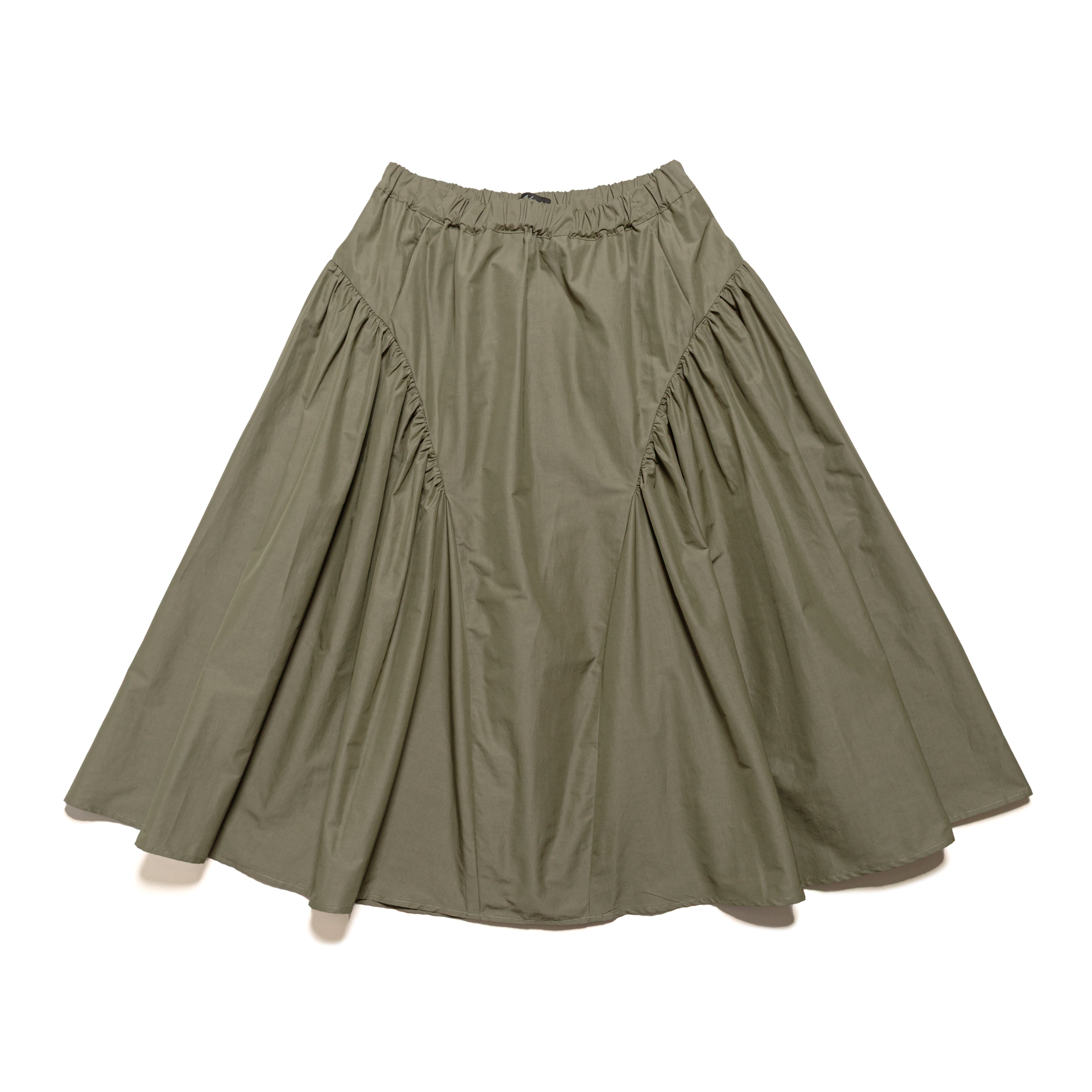 Easy Gathered Skirt Cotton Nylon Khaki Green - PREORDER