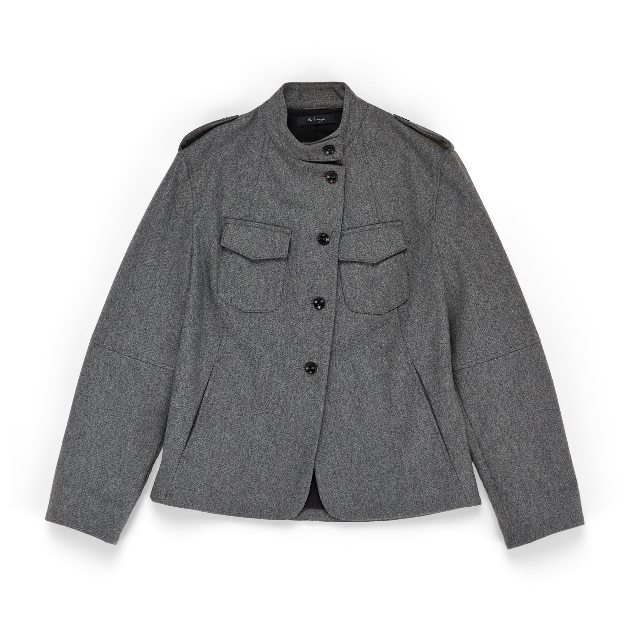 Slim Fit Military Jacket Melton Wool Grey - PREORDER