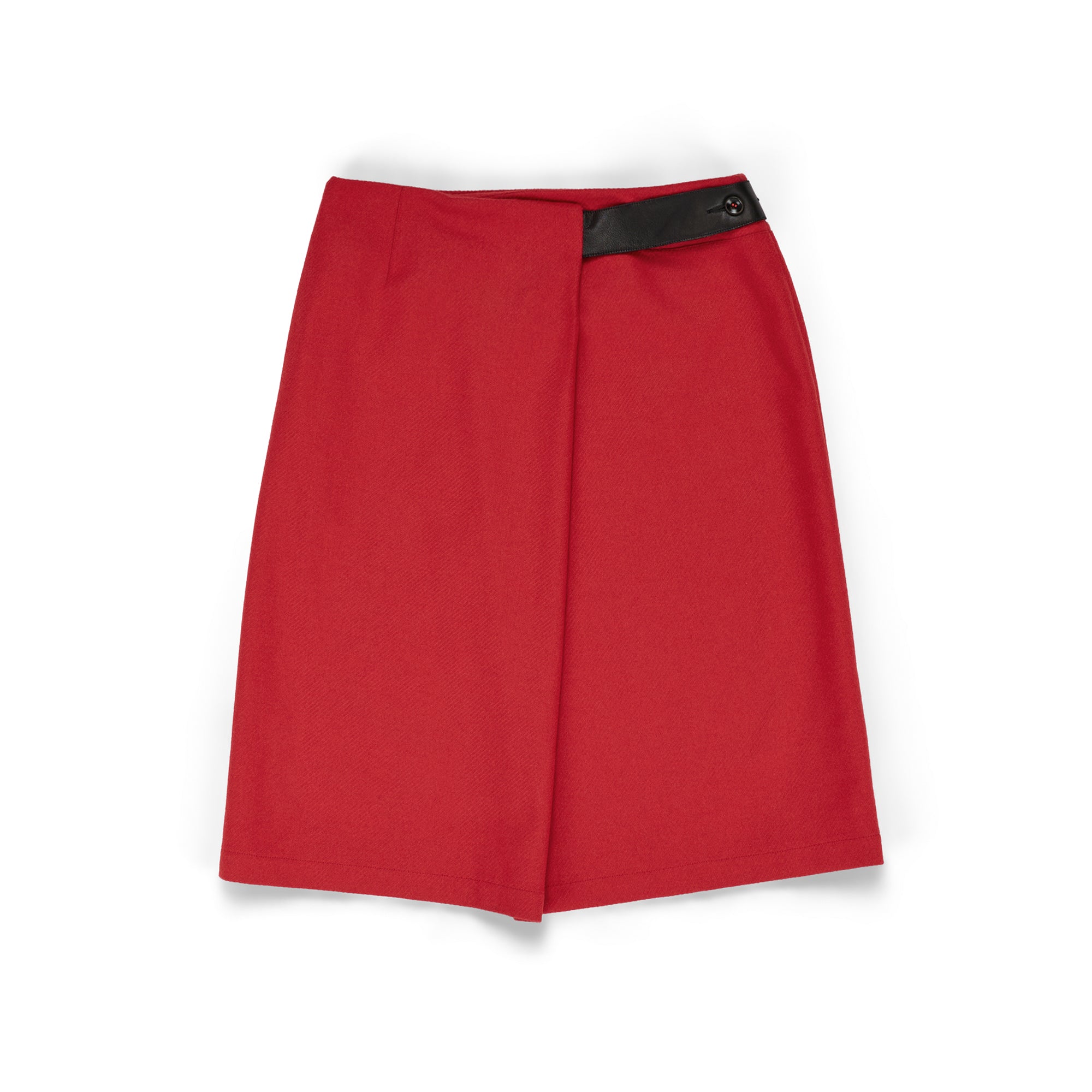 Belted Pencil Skirt Wool Serge Red - PREORDER