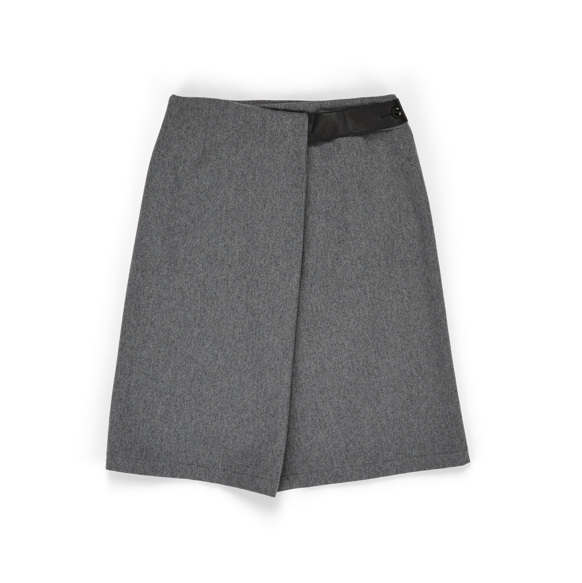 Belted Pencil Skirt Brushed Melton Wool Grey - PREORDER