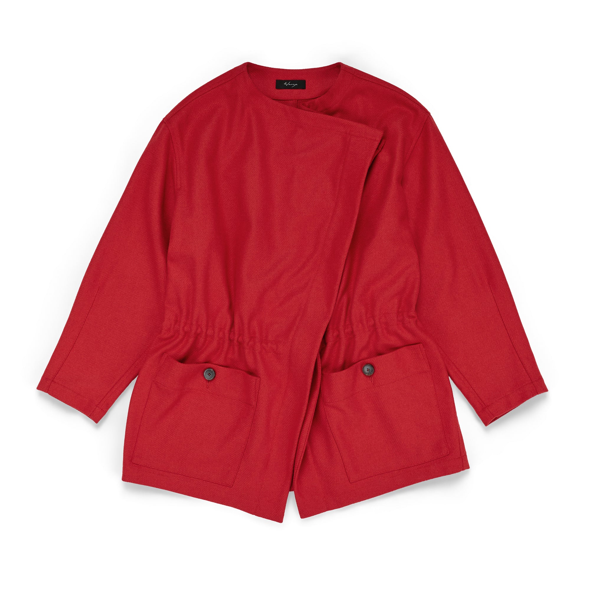 Collarless Field Jacket Wool Serge Red - PREORDER