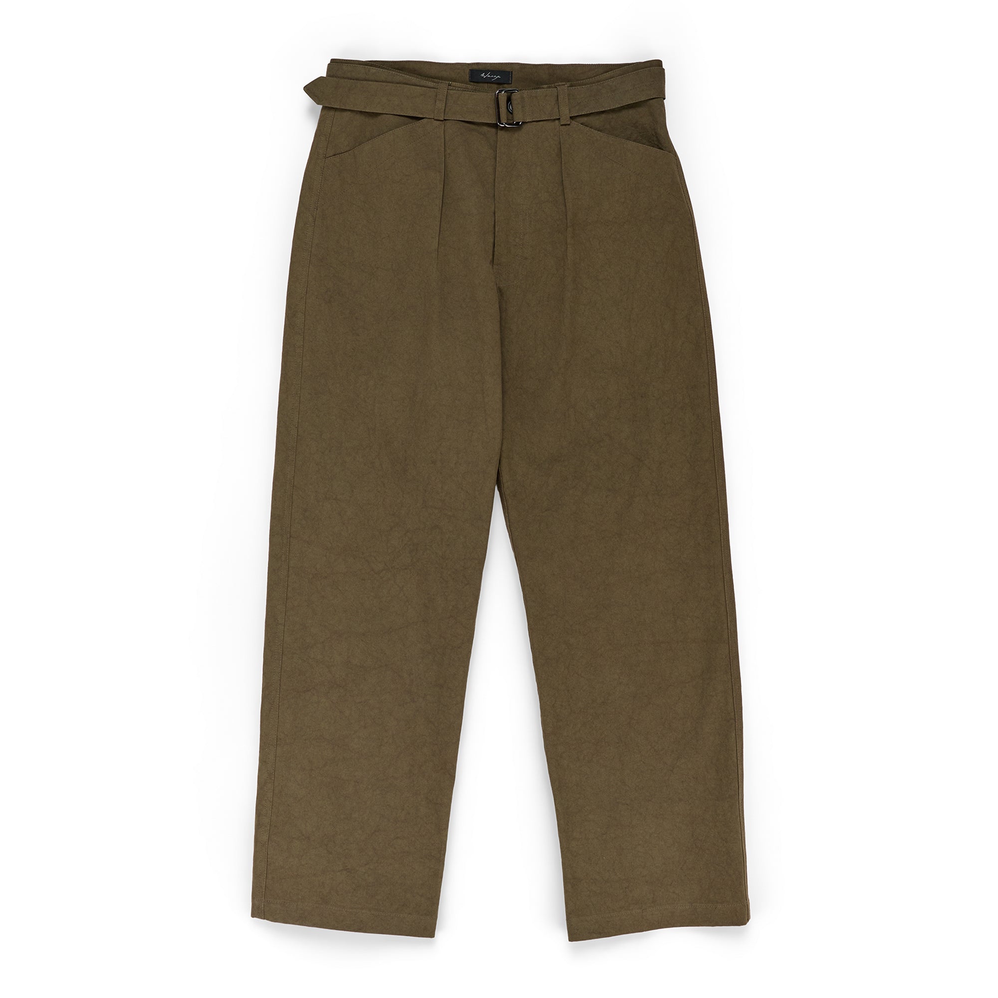 Belted Pant Dense Weave Cotton Khaki - PREORDER