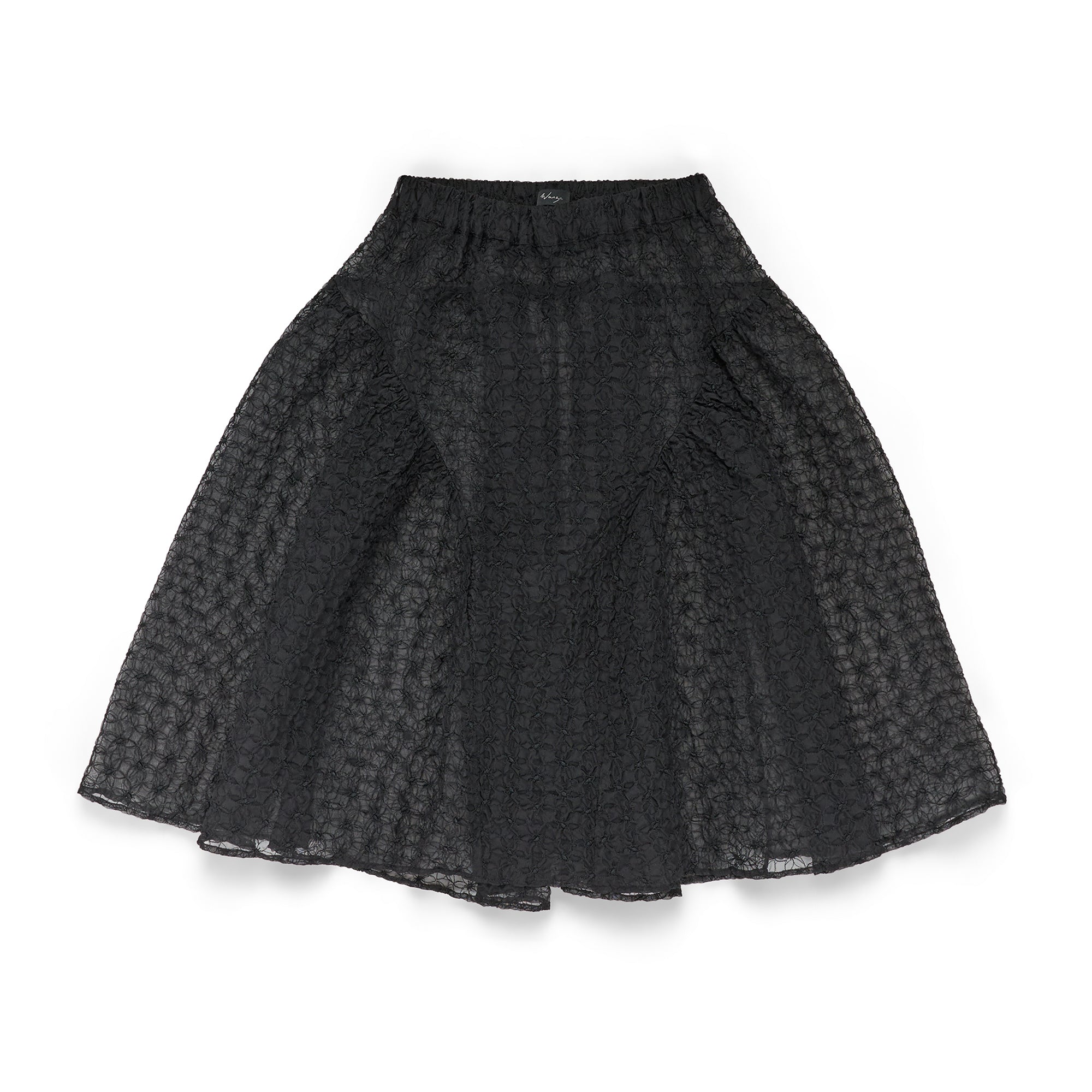 Easy Gathered Skirt Embroidered Organza Black - PREORDER