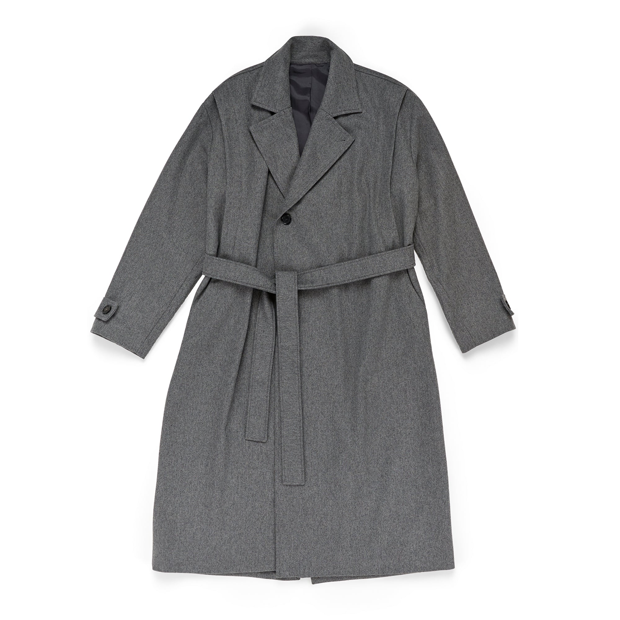 Belted Overcoat Melton Wool Grey - PREORDER