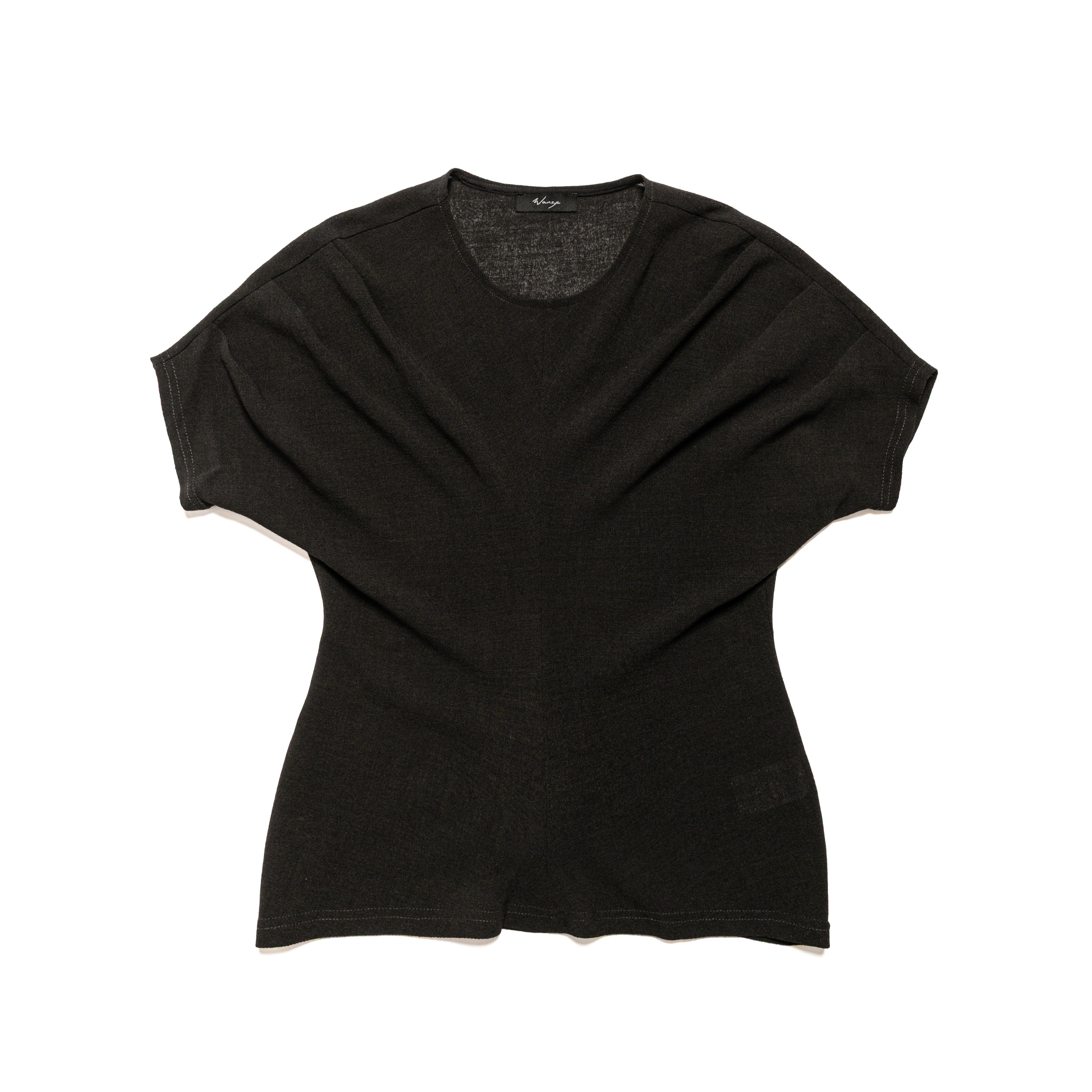 Pleated Shoulder Jersey Tee Wool Gauze Brown - PREORDER