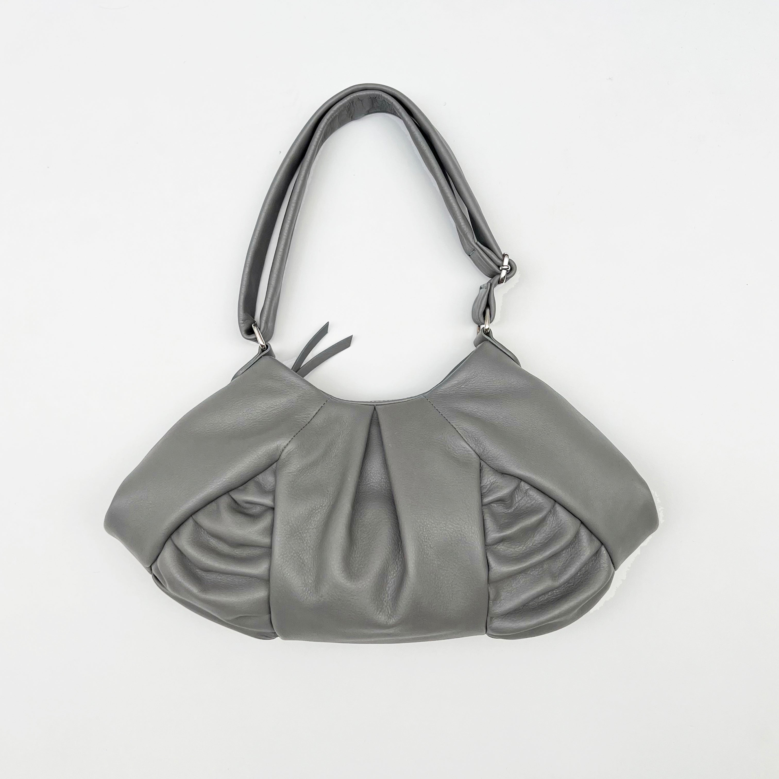 Leather Dumpling Bag Steel Grey