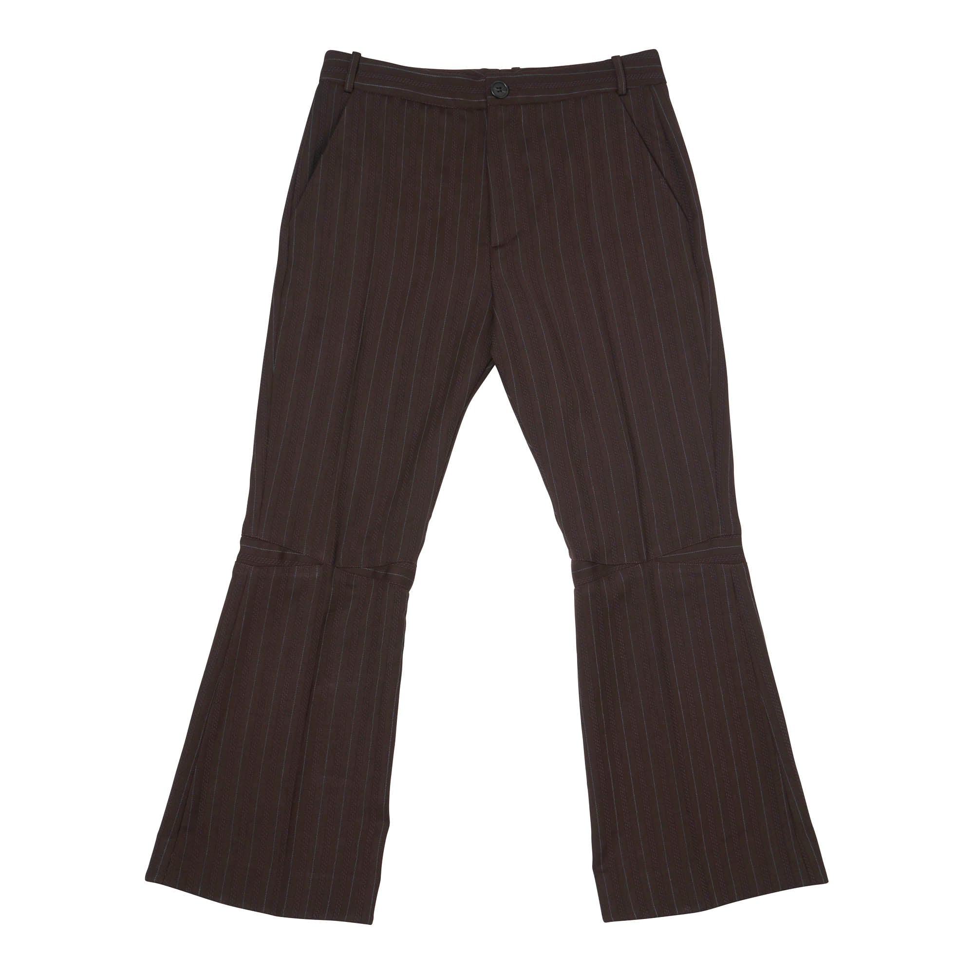 Slim Fit Micro Flare Trouser (Women) Virgin Wool Brown Pinstripe - PREORDER