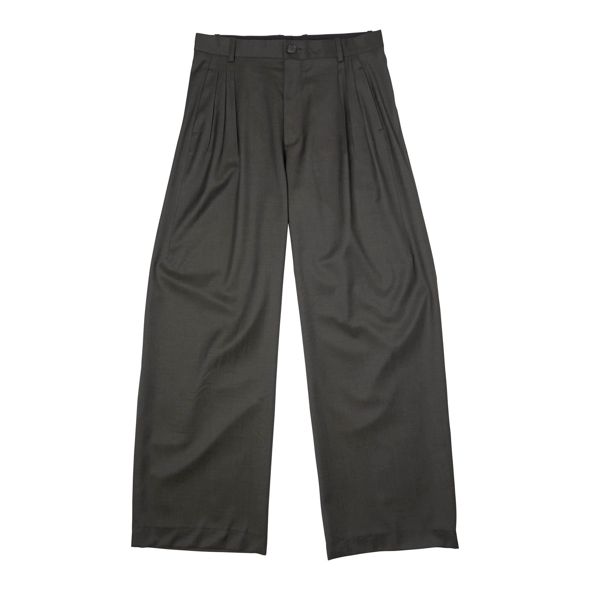 Triple Pleat Wide Leg Trouser Zegna Wool Walnut - PREORDER
